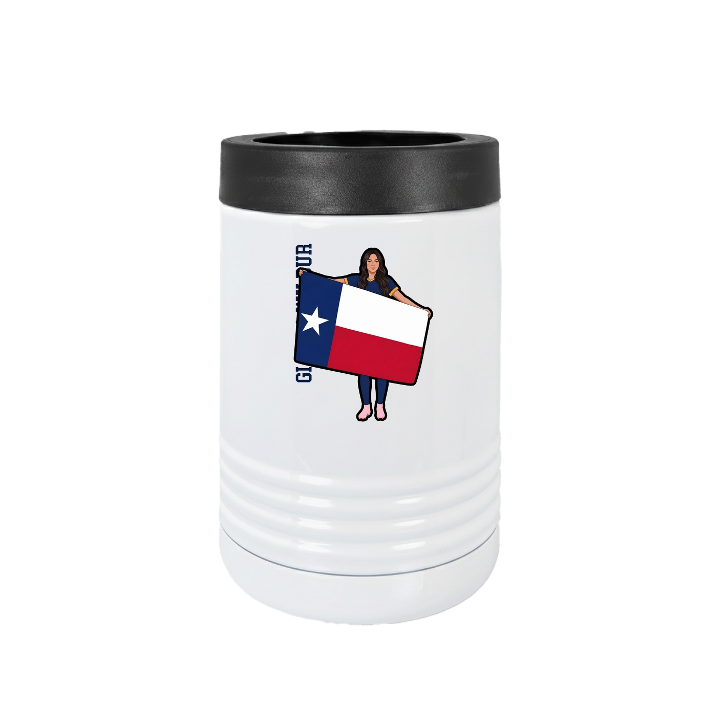 Beverage Holder — Name Vertical in White