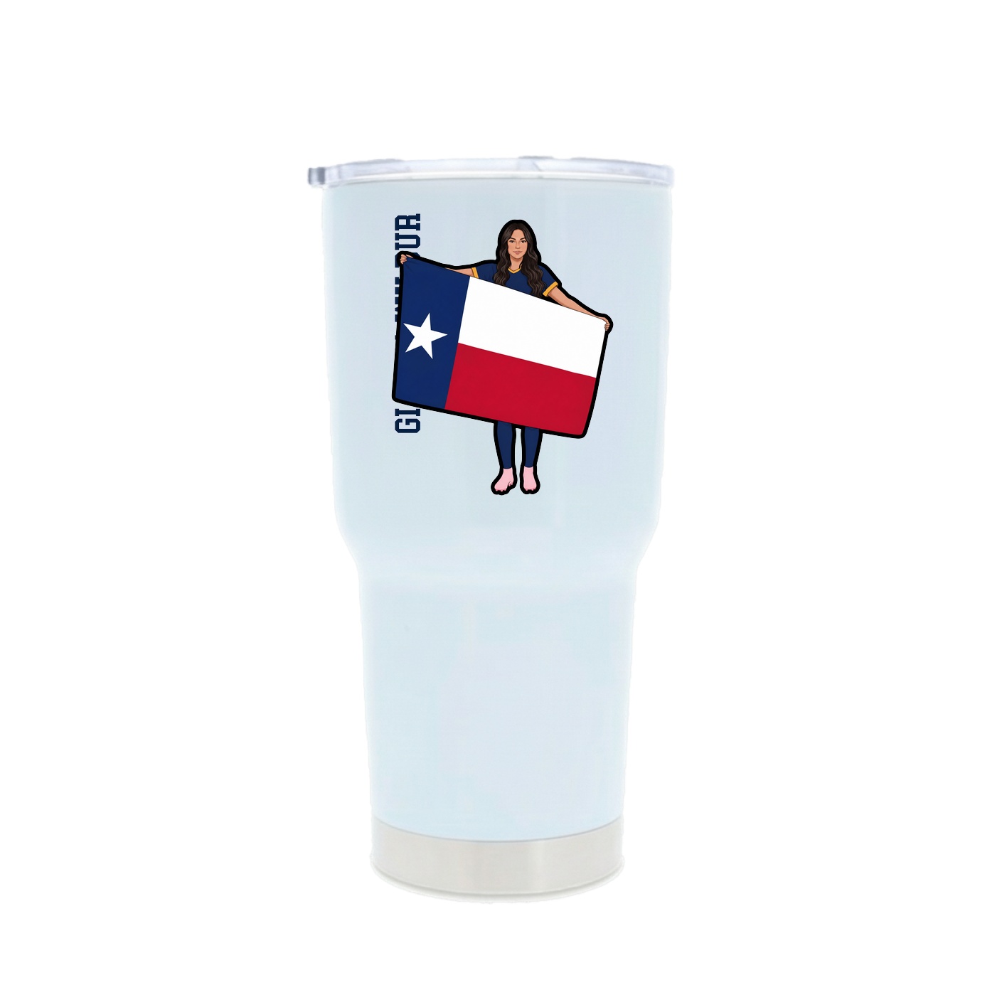 30oz Stainless Steel Tumbler — Name Vertical in White