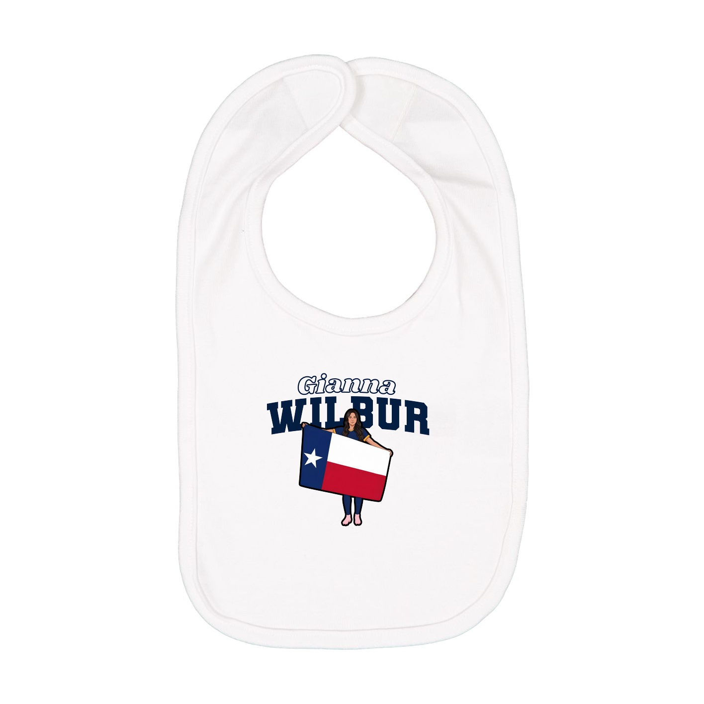 Infant Bib — Name Arch in White