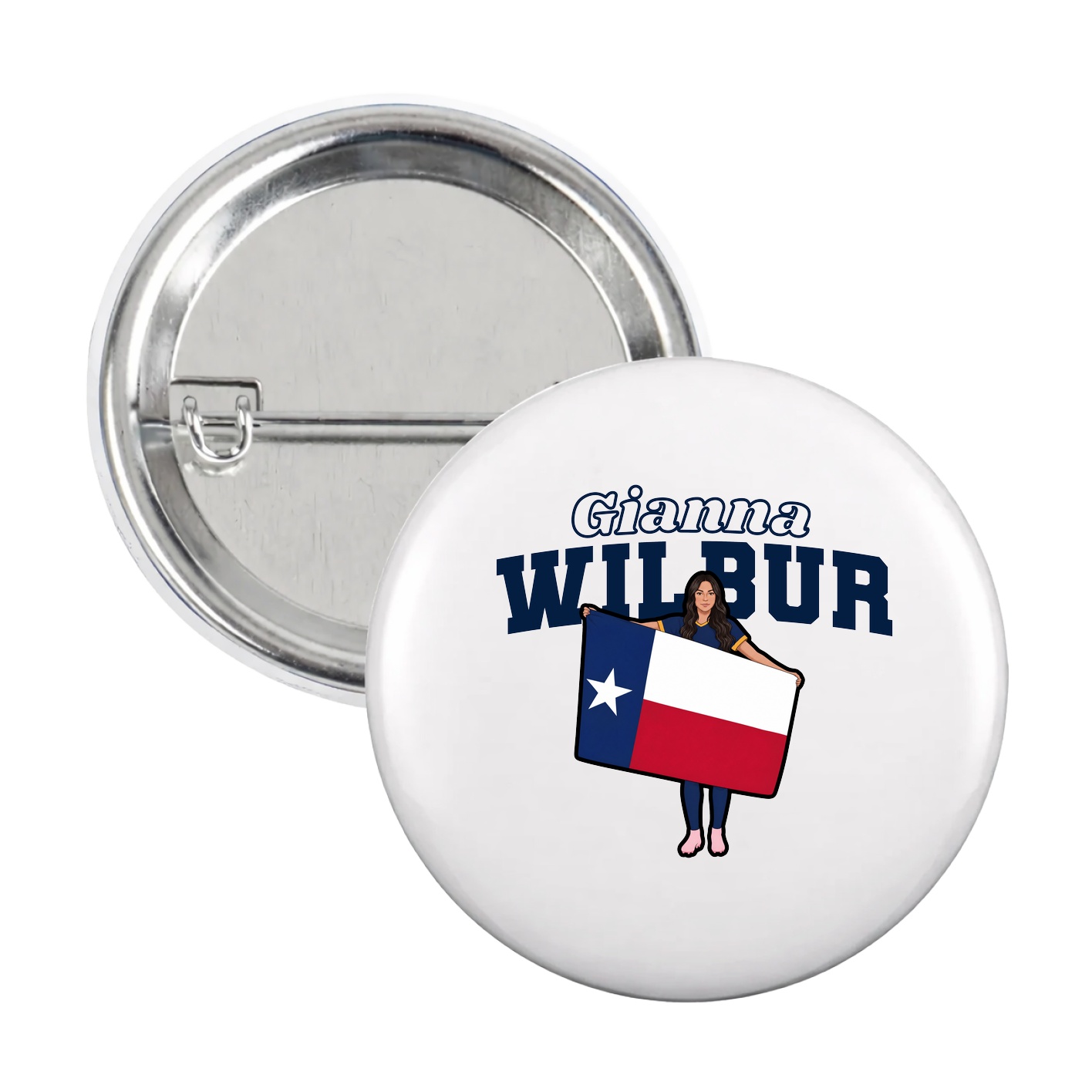 Game Day Button — Name Arch in White