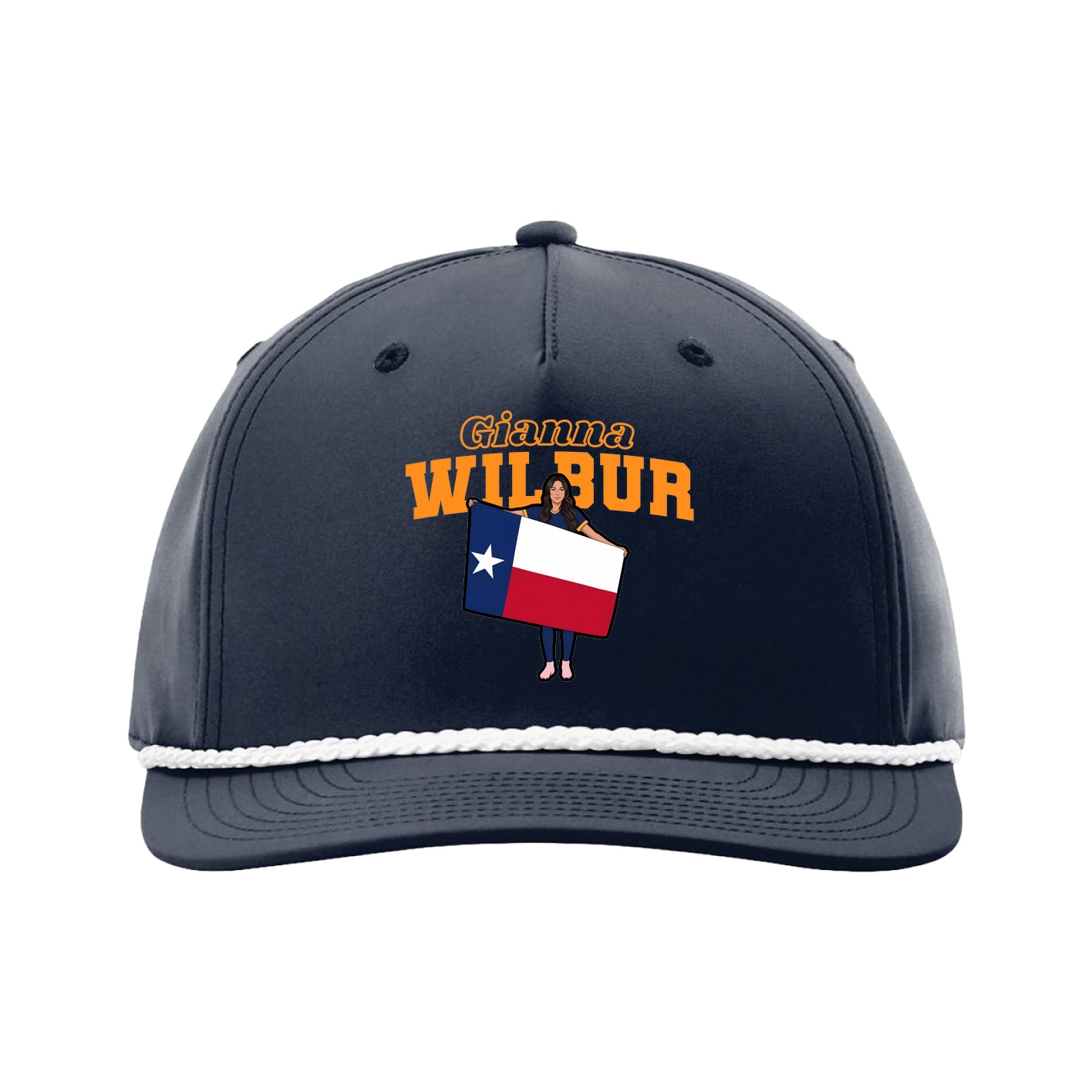 Five-Panel Classic Rope Cap — Name Arch in Navy