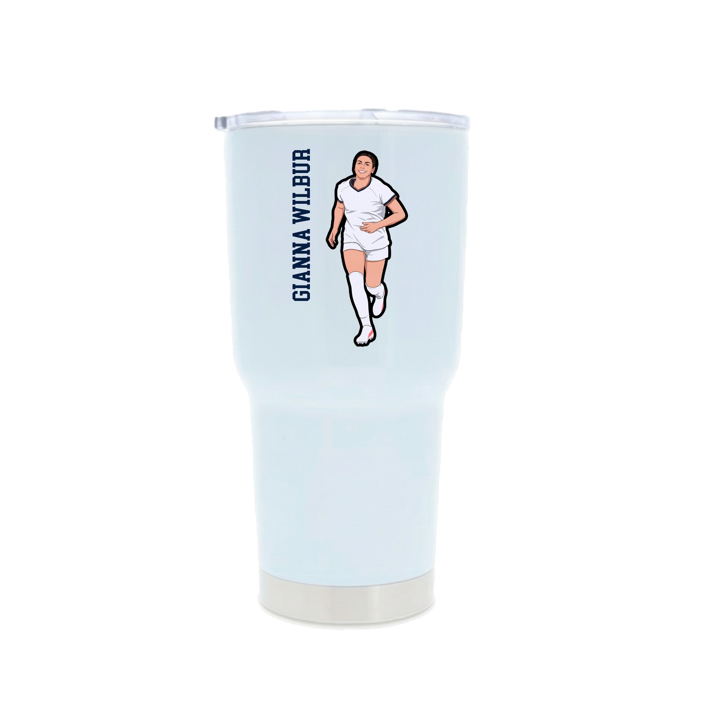 30oz Stainless Steel Tumbler — Name Vertical in White