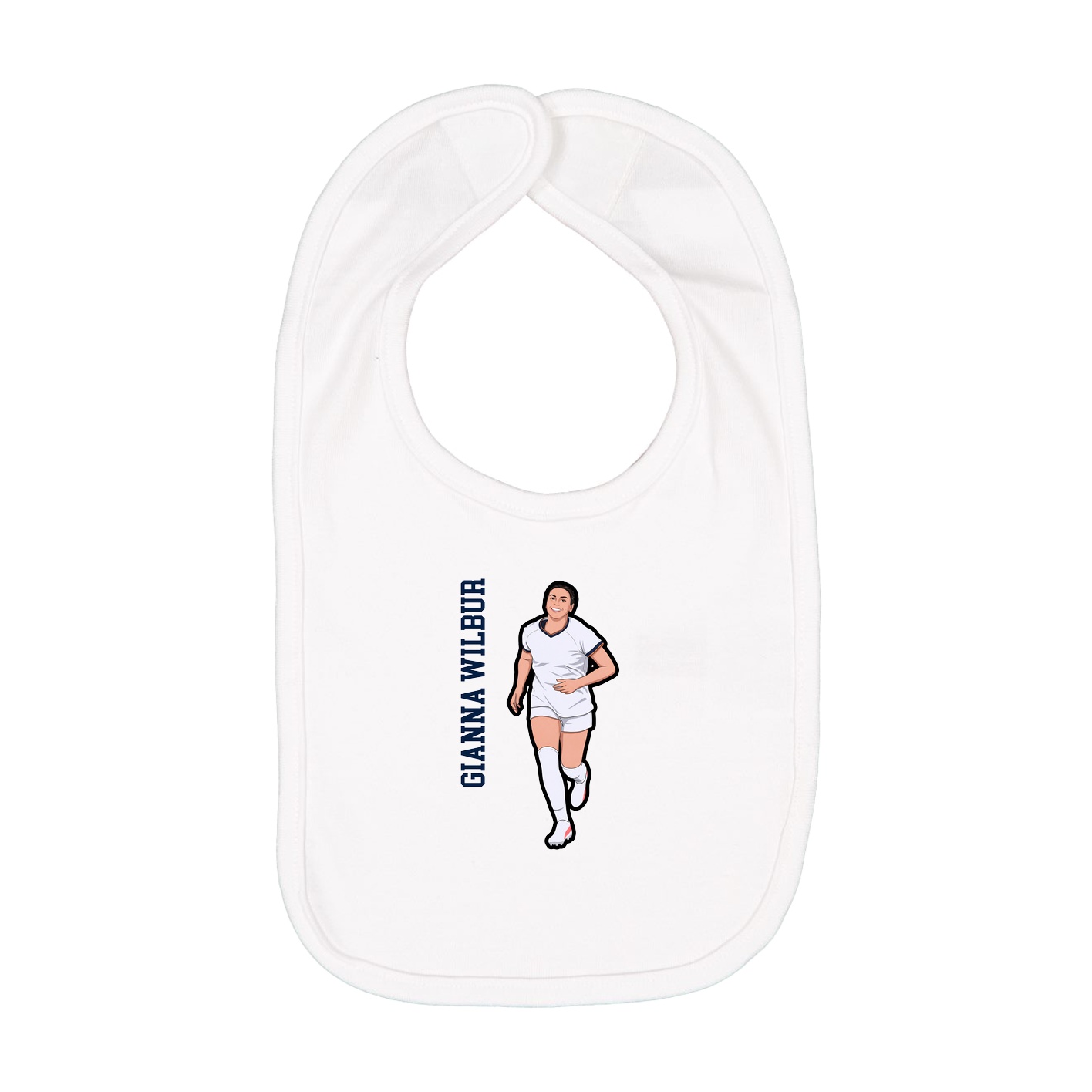 Infant Bib — Name Vertical in White