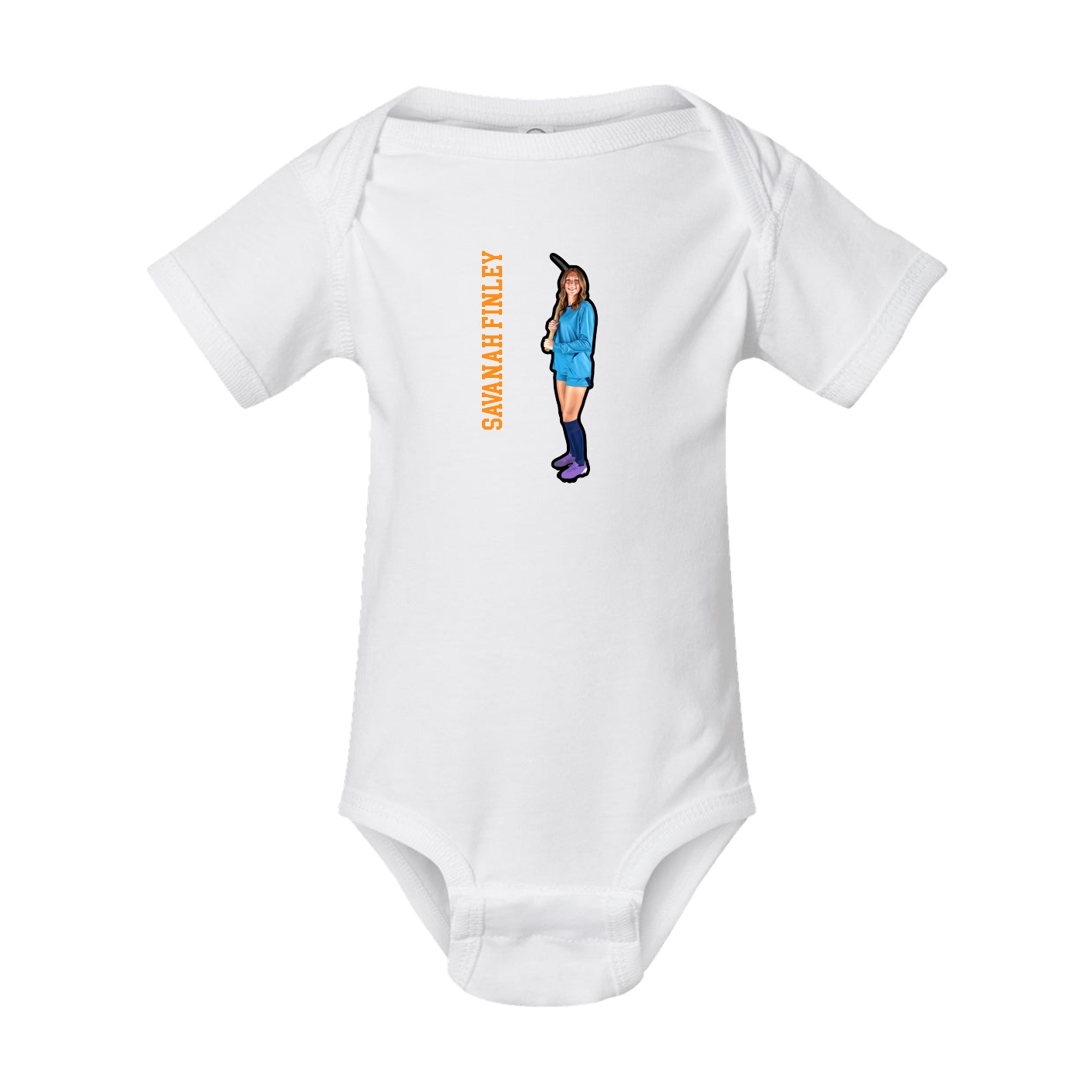 Baby Onesie — Name Vertical in White