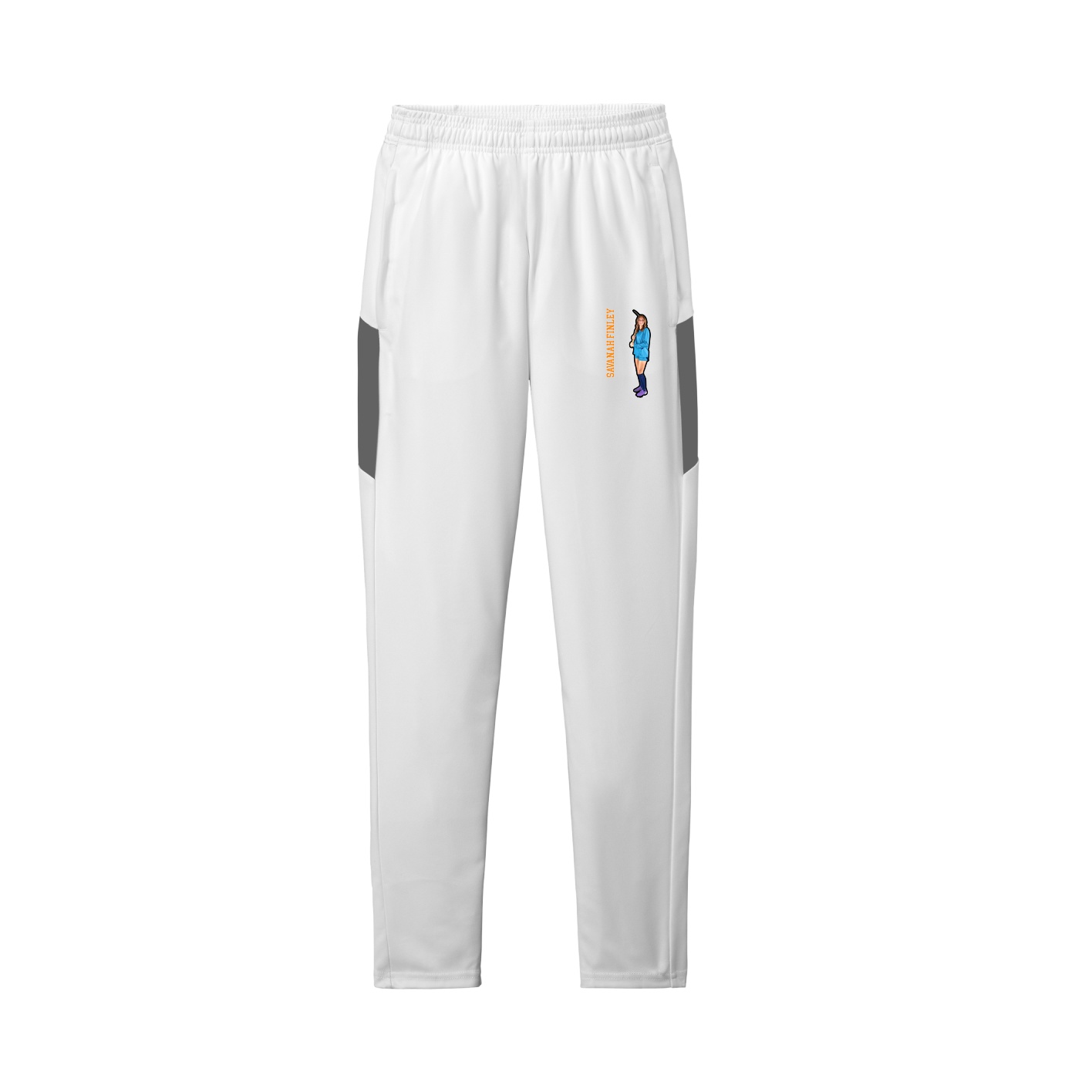 Team Travel Pant — Name Vertical in White/Grey