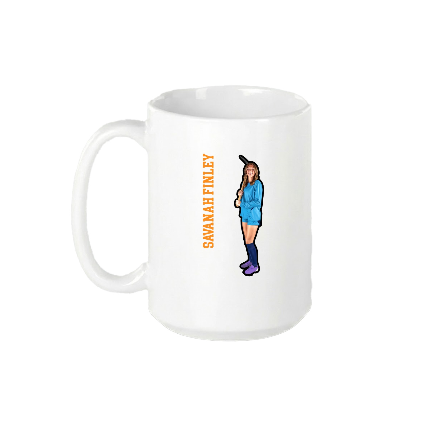 15oz Coffee Mug — Name Vertical in White