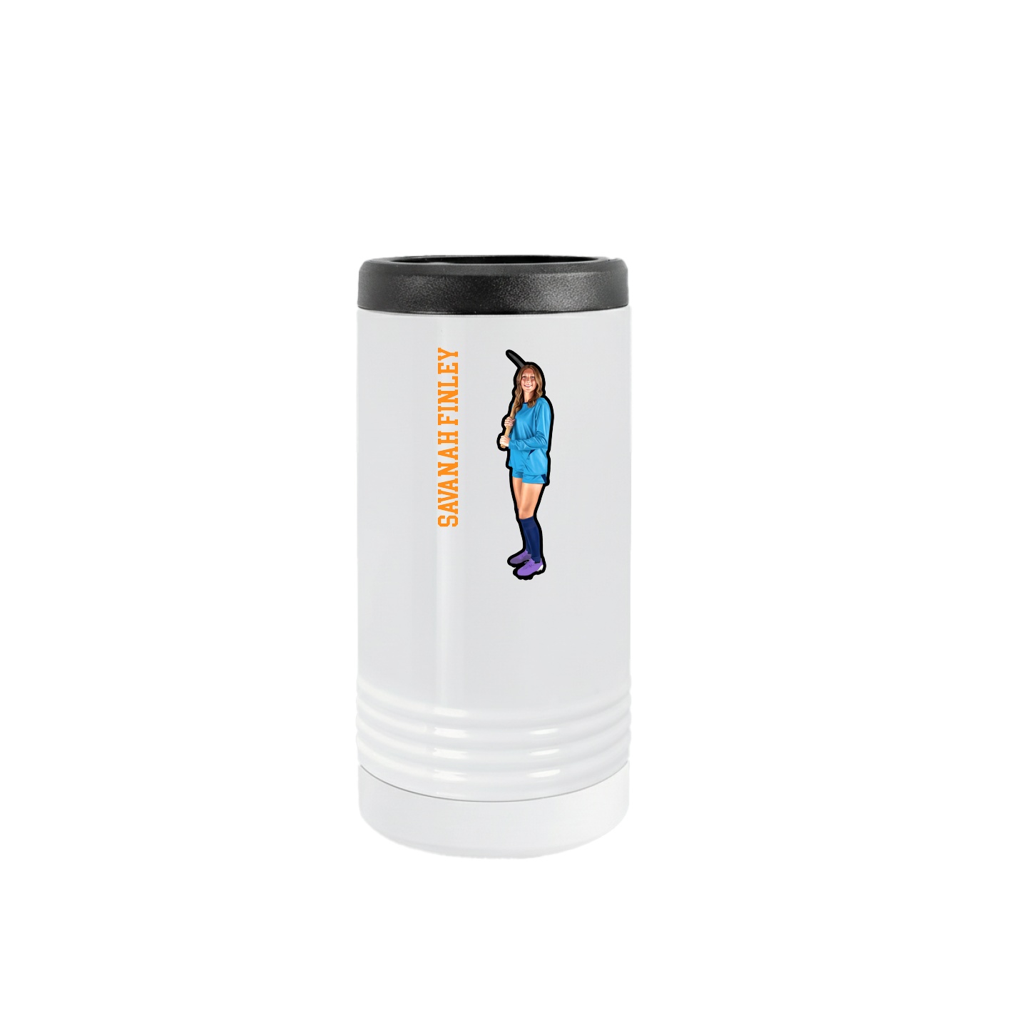 Slim Beverage Holder — Name Vertical in White