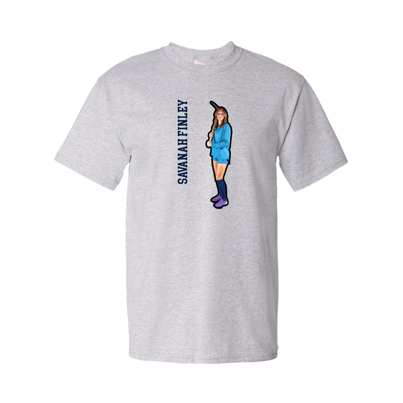 Youth Tee — Name Vertical in Grey