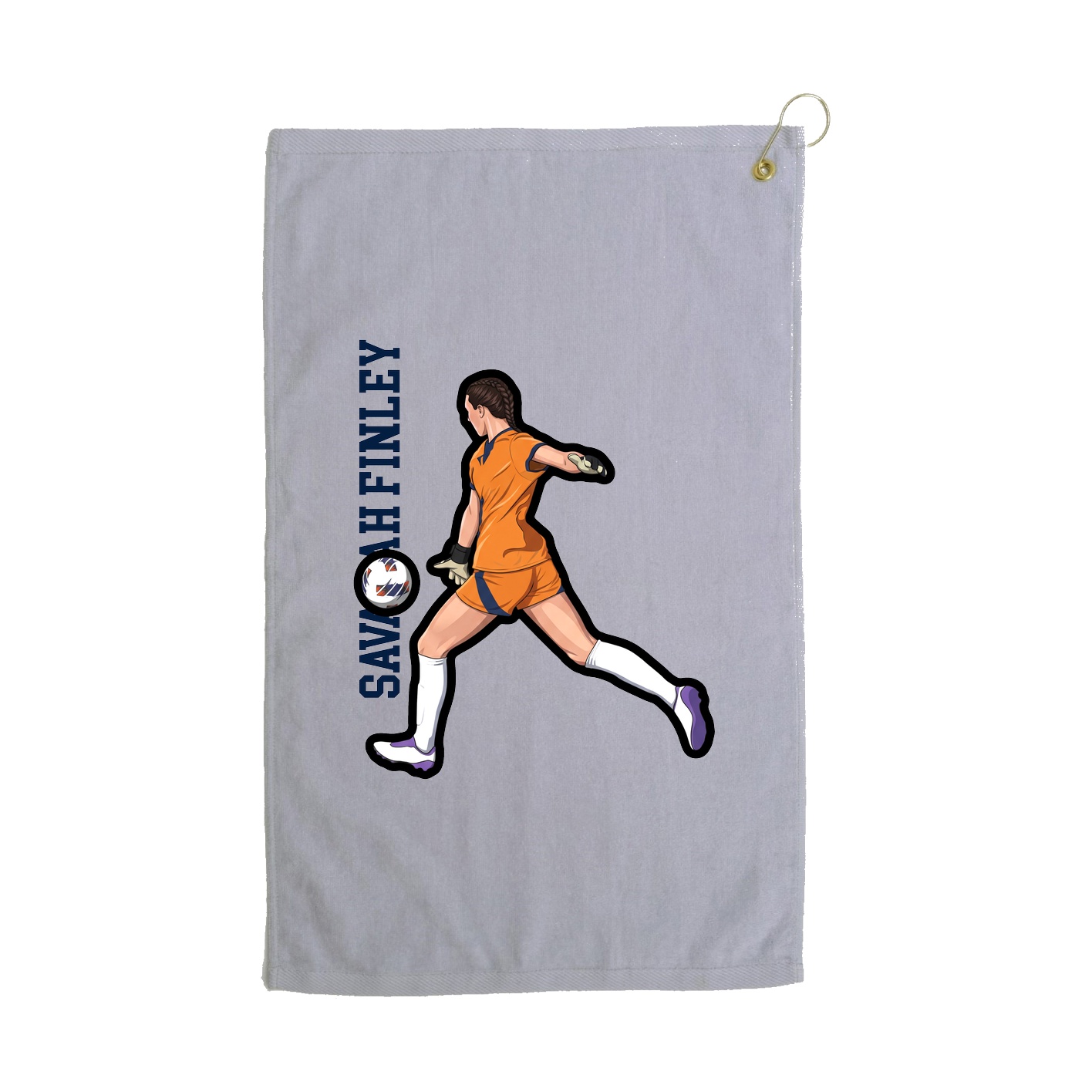 Golf Towel — Name Vertical in Grey
