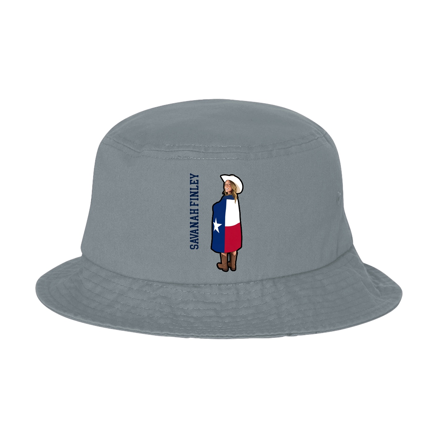 Bucket Cap — Name Vertical in Grey