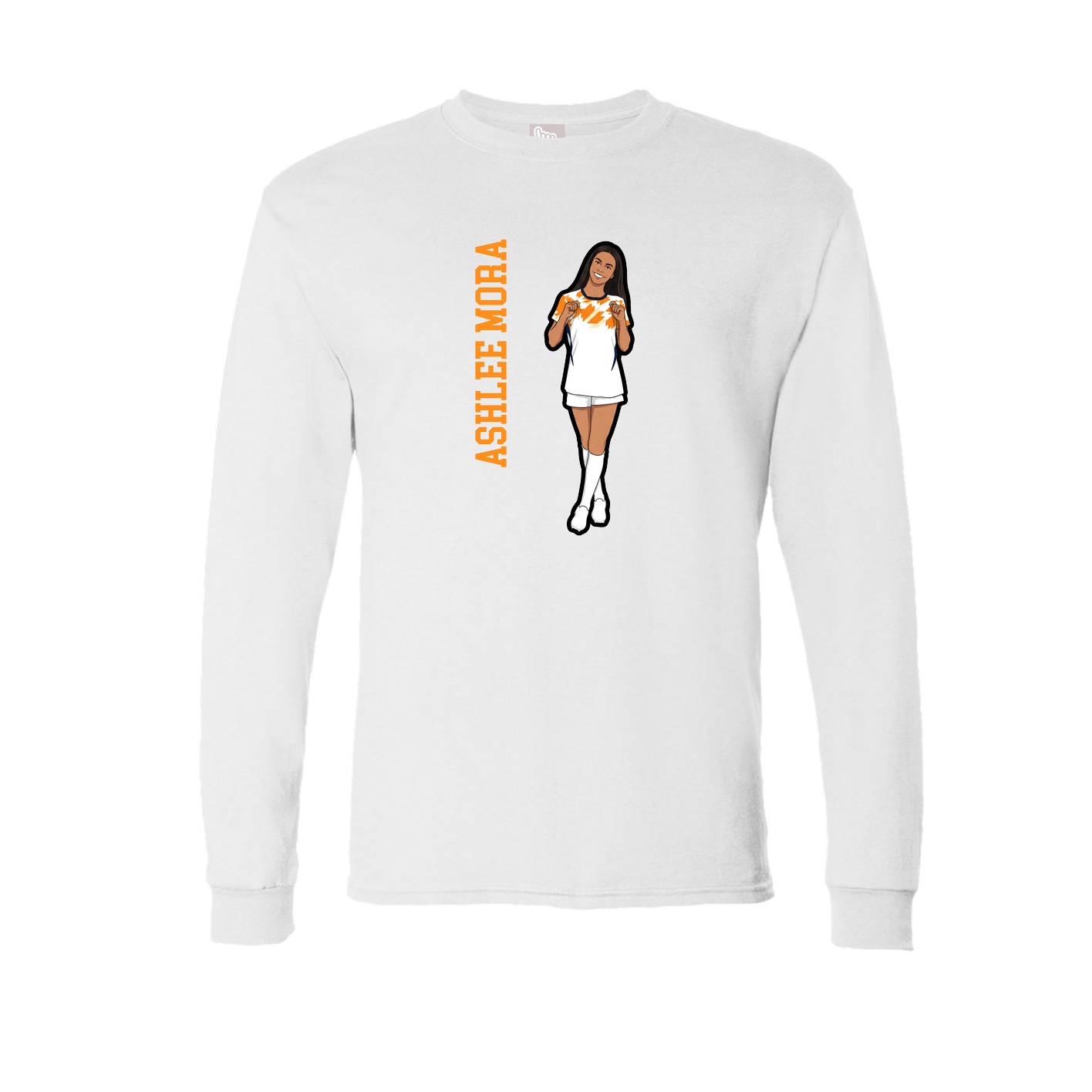 Long Sleeve Tee — Name Vertical in White