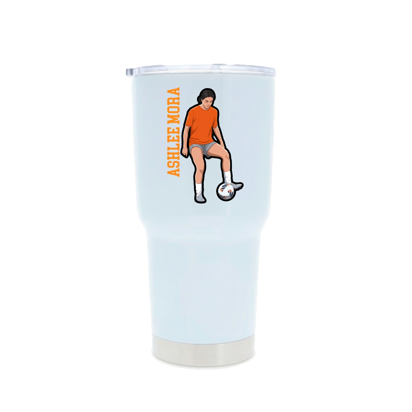 30oz Stainless Steel Tumbler — Name Vertical in White