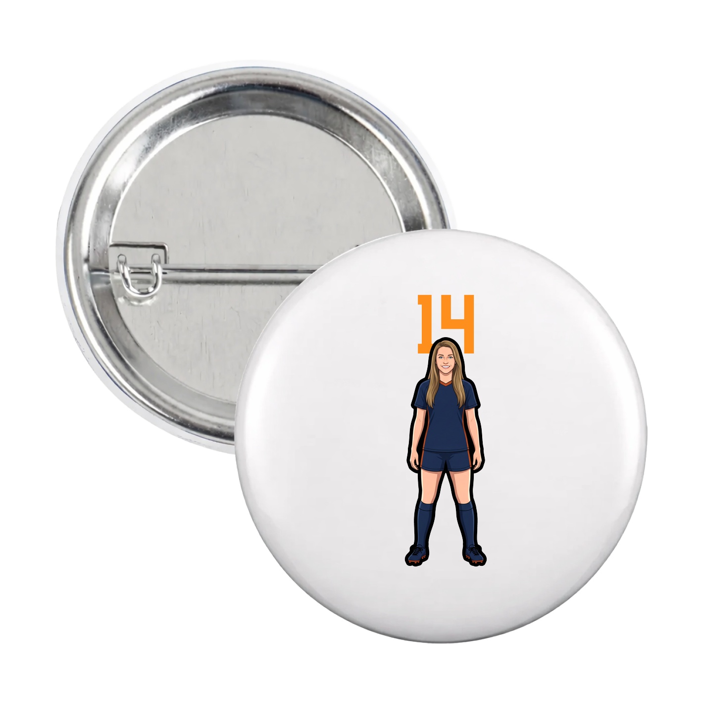 Game Day Button — Number Top in White