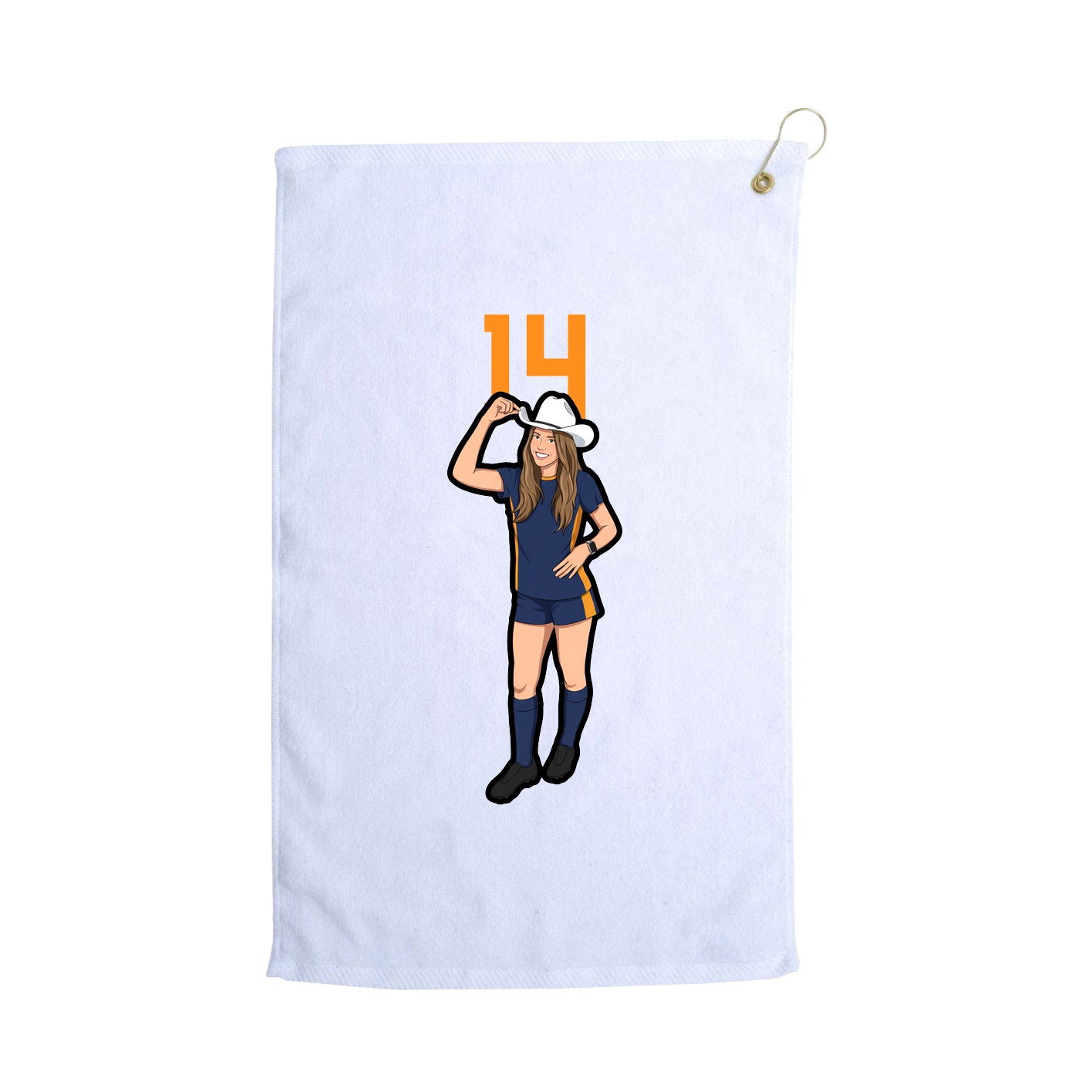 Golf Towel — Number Top in White