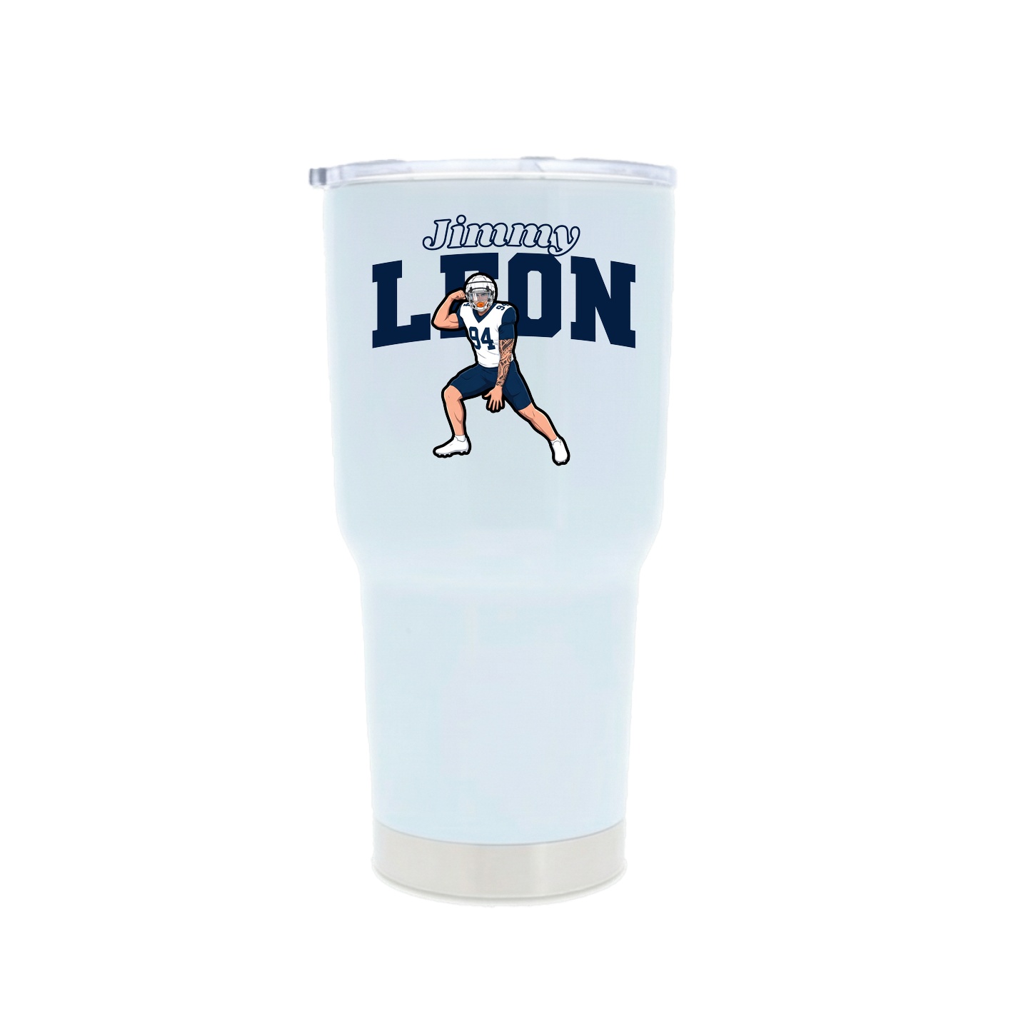 30oz Stainless Steel Tumbler — Name Arch in White