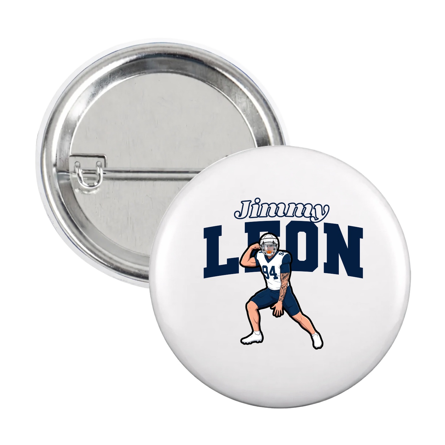 Game Day Button — Name Arch in White