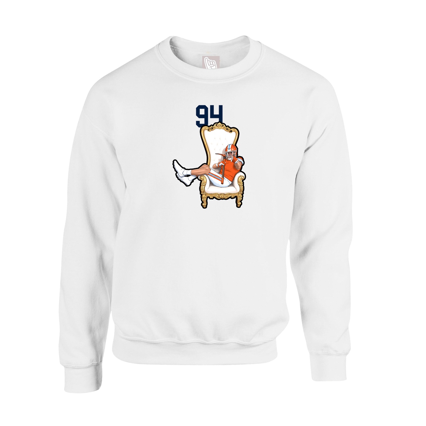 Fleece Crew — Number Top in White