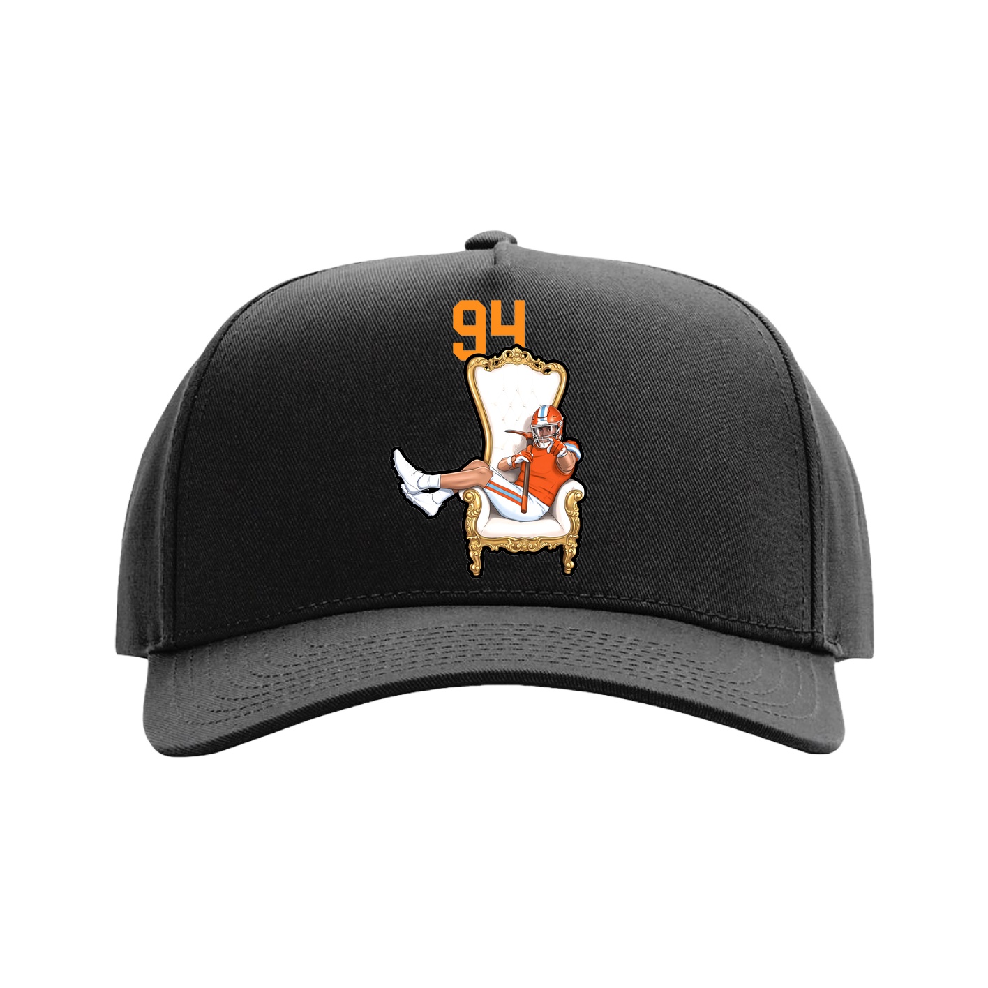 Full Fabric Five-Panel Champ Cap — Number Top in Black