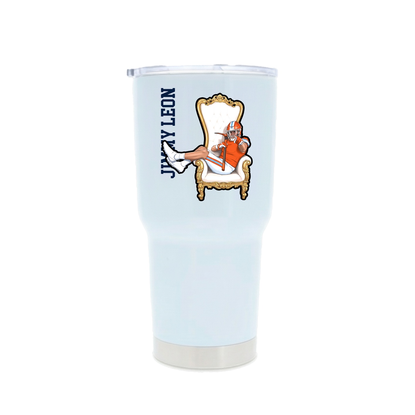 30oz Stainless Steel Tumbler — Name Vertical in White