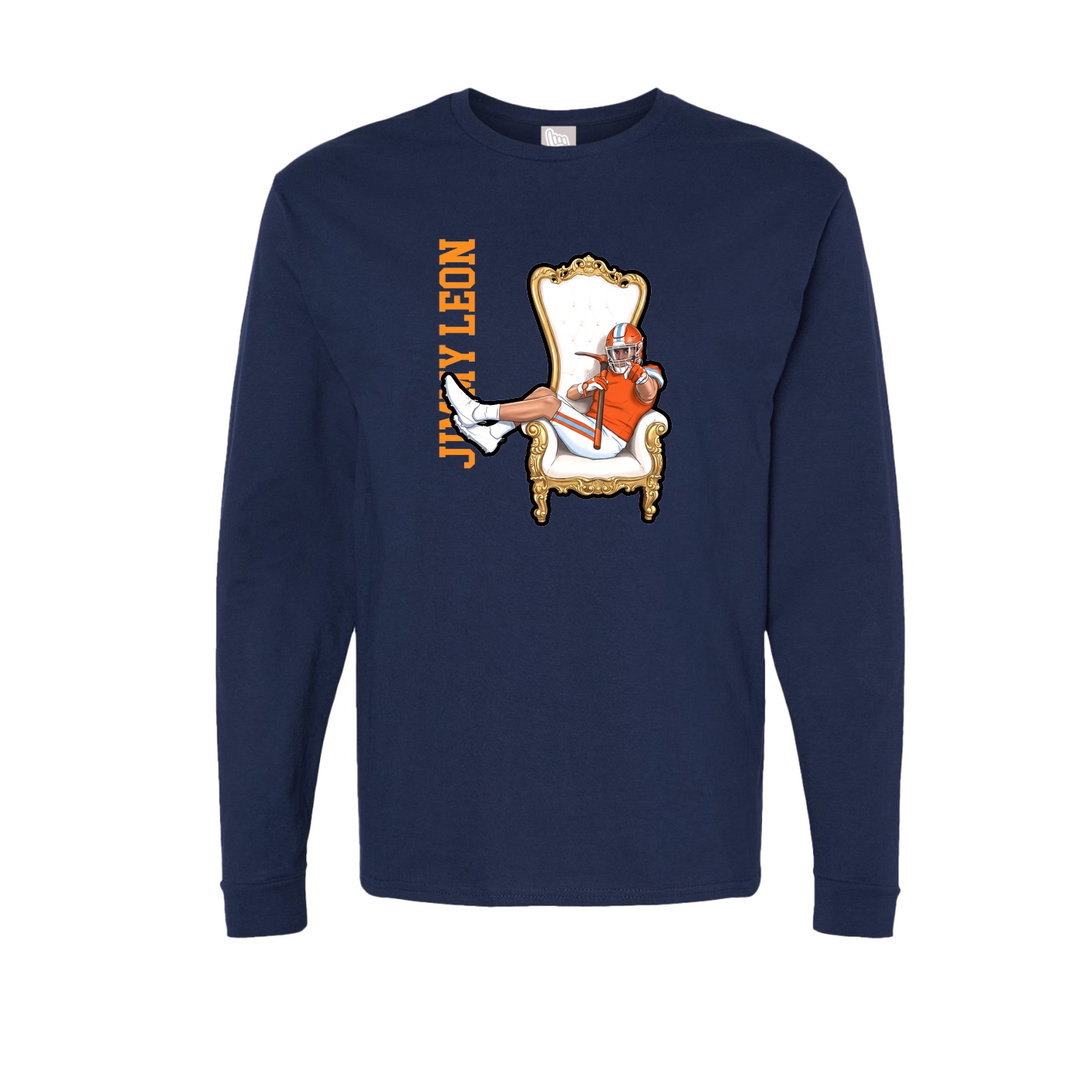 Long Sleeve Tee — Name Vertical in Navy