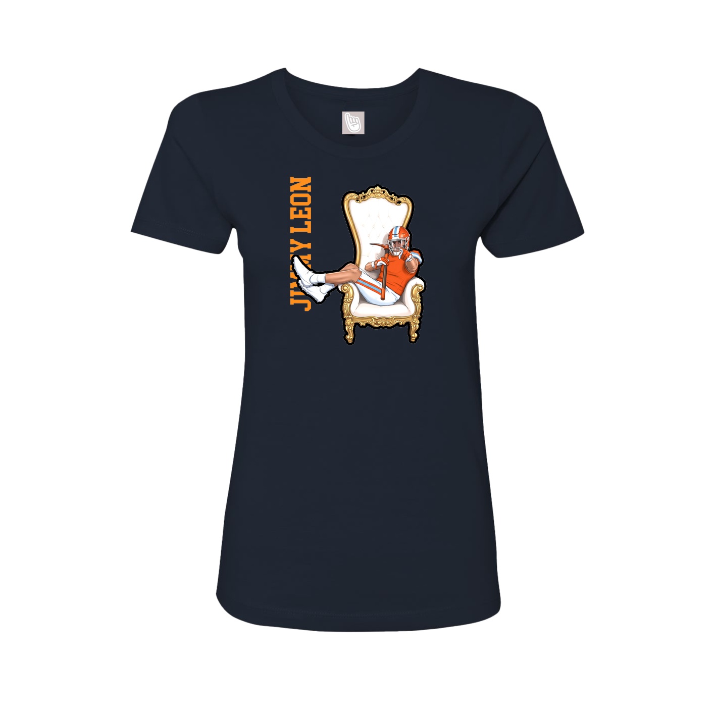 Fitted Women's Tee — Name Vertical in Navy