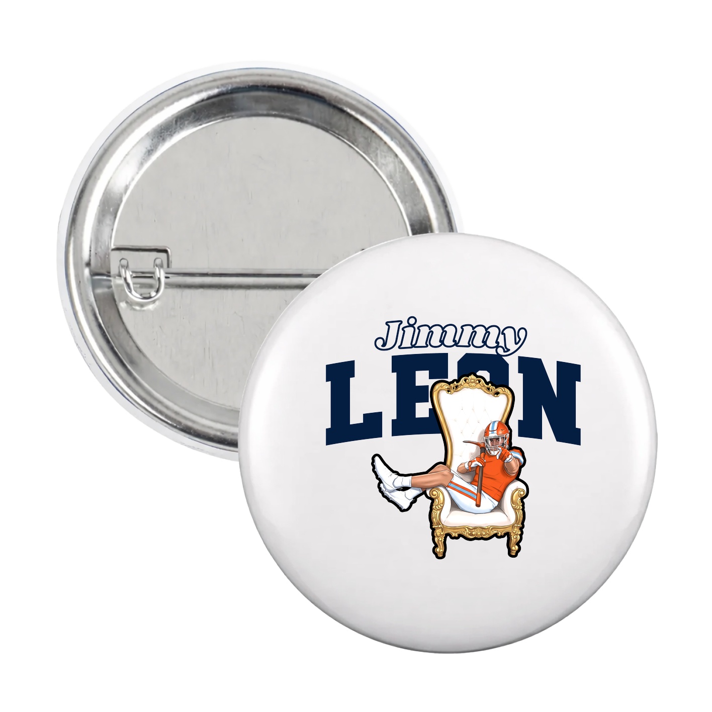 Game Day Button — Name Arch in White