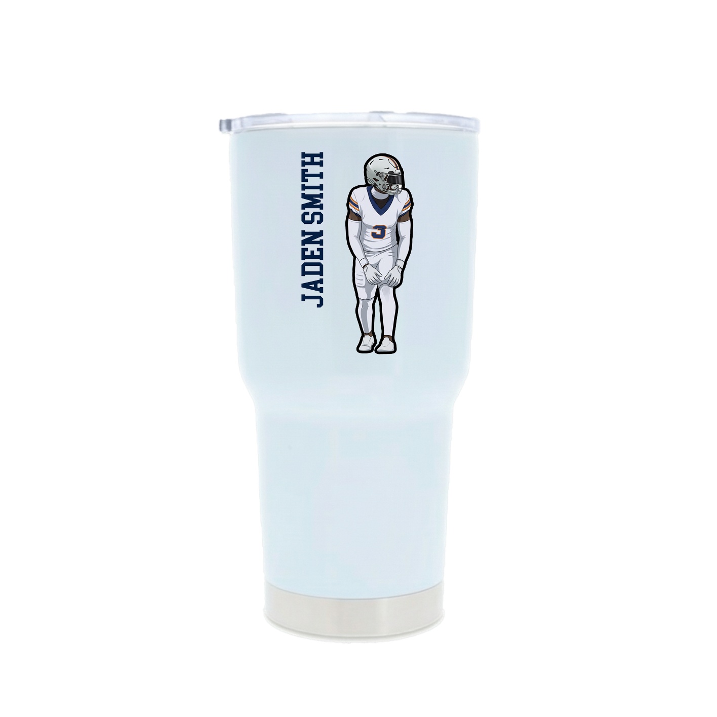 30oz Stainless Steel Tumbler — Name Vertical in White
