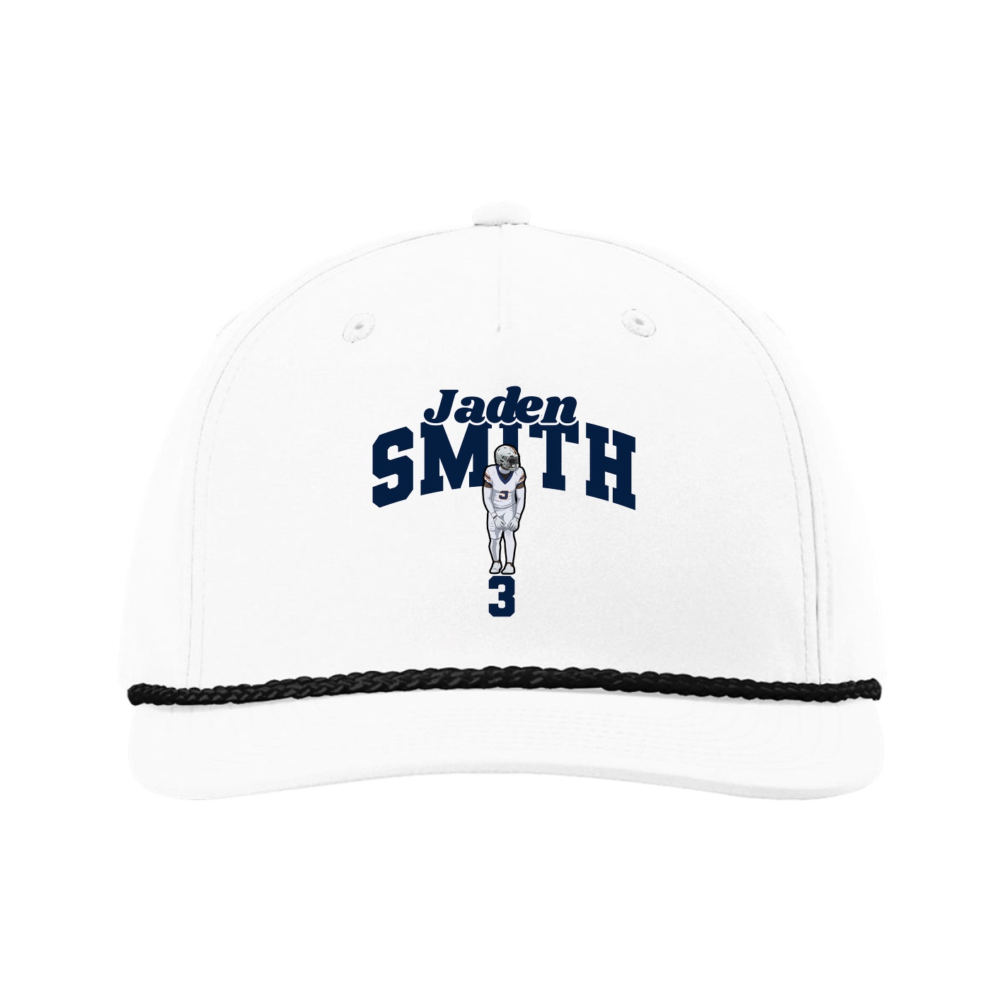 Five-Panel Classic Rope Cap — Signature Arch in White