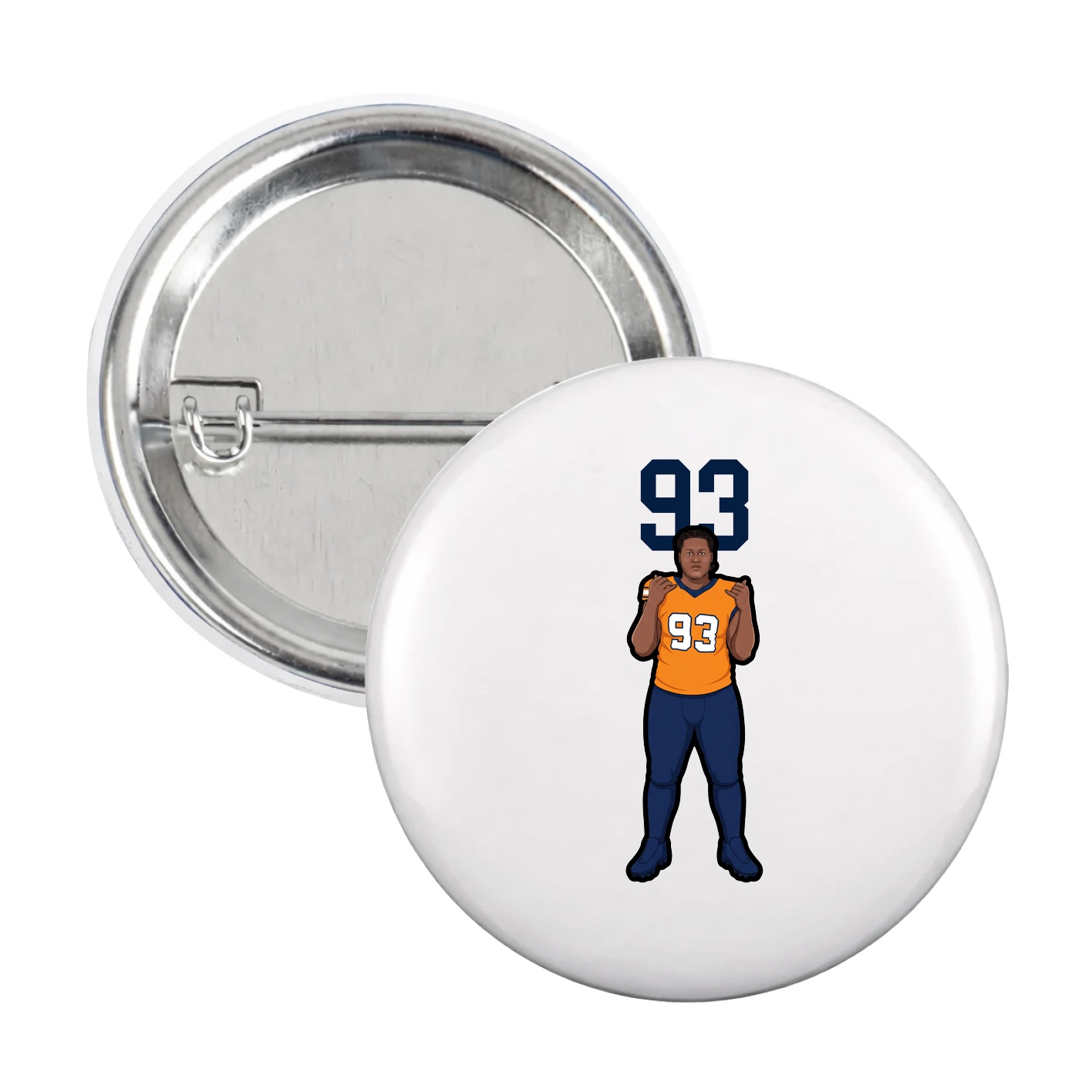 Game Day Button — Number Top in White