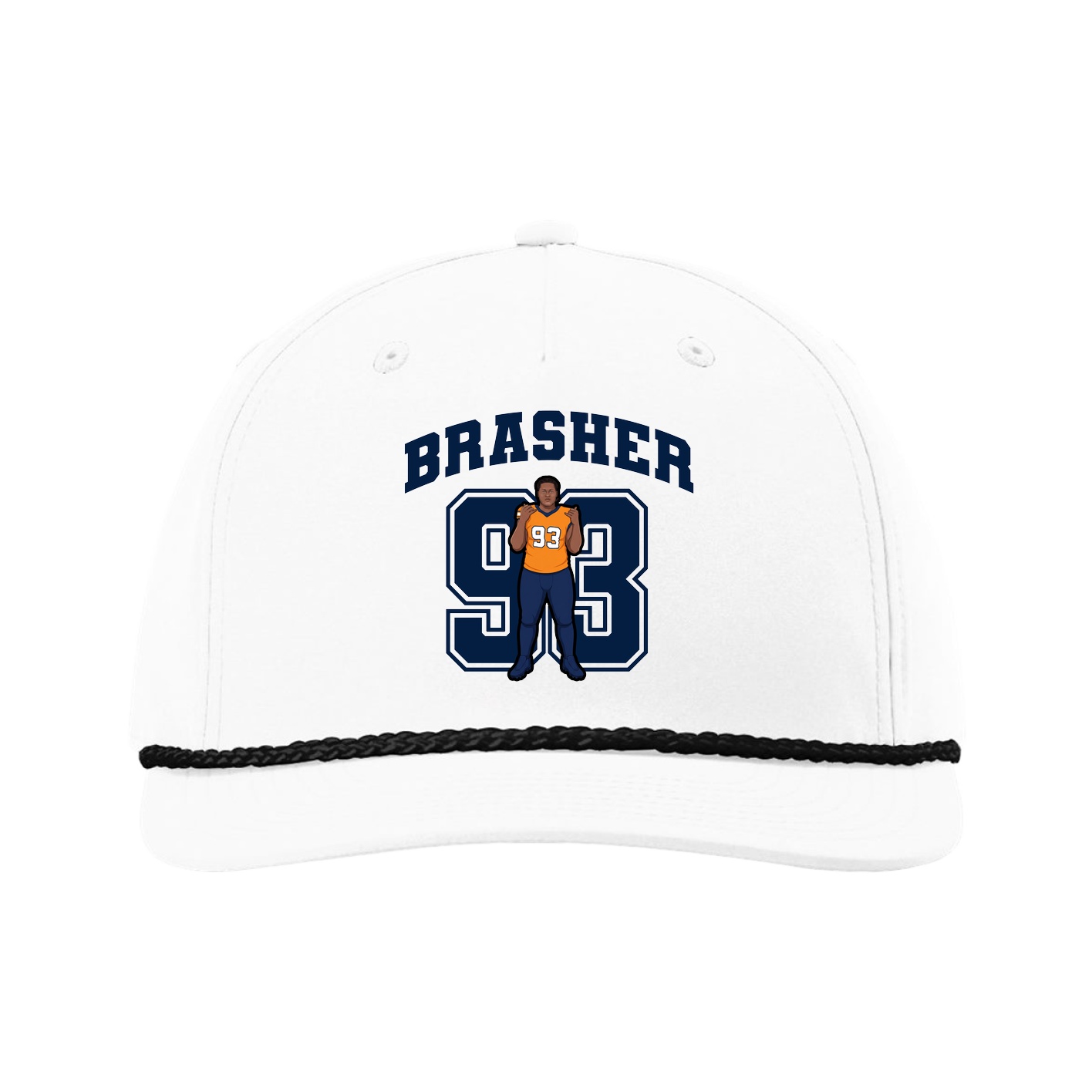 Five-Panel Classic Rope Cap — Number in White