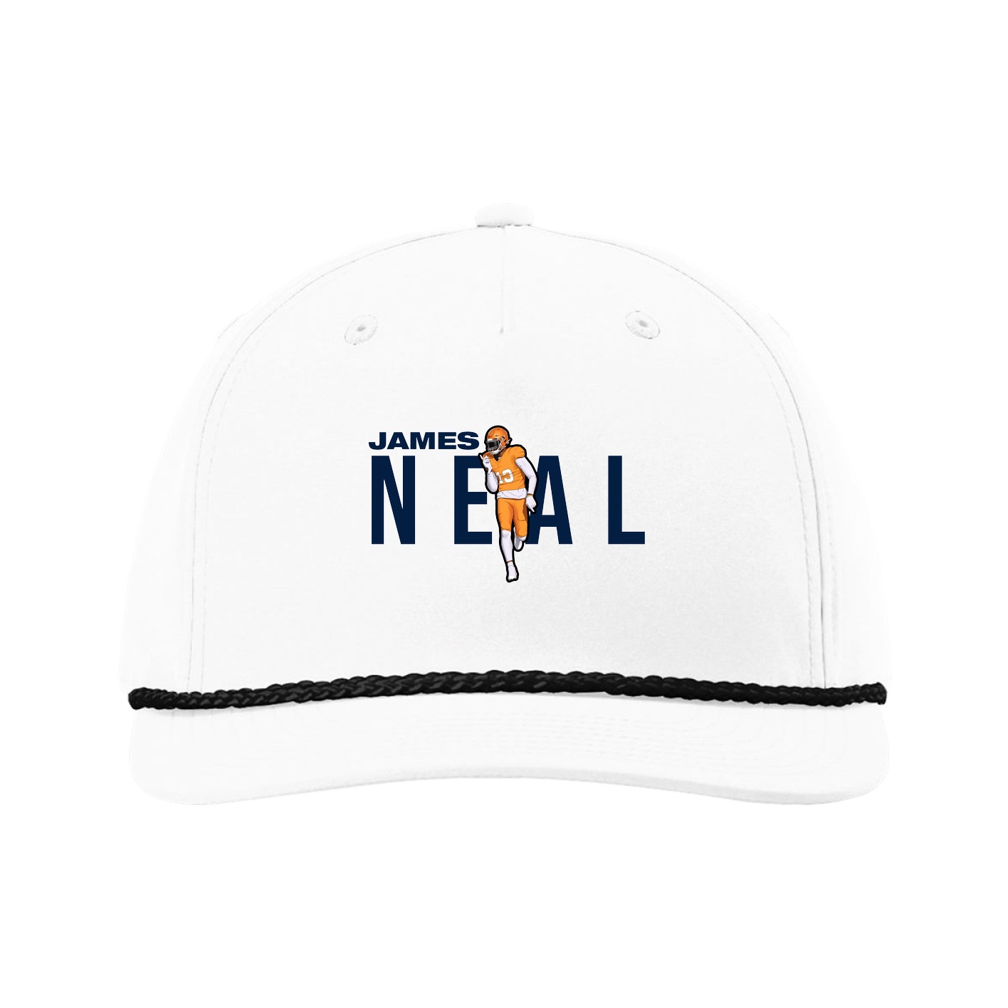 Five-Panel Classic Rope Cap — Player Name in White