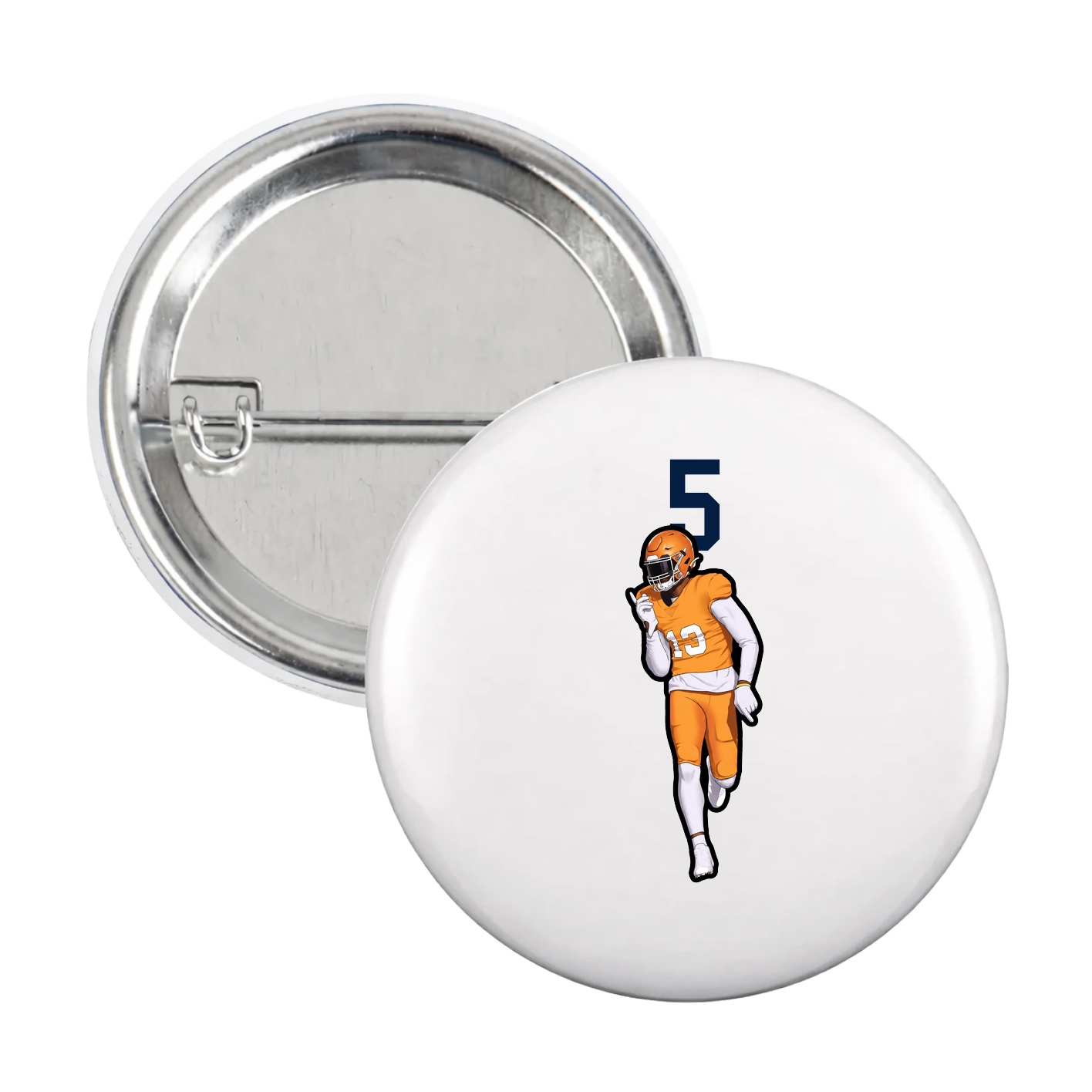 Game Day Button — Number Top in White