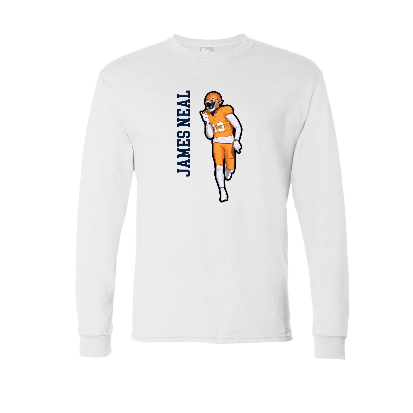 Long Sleeve Tee — Name Vertical in White