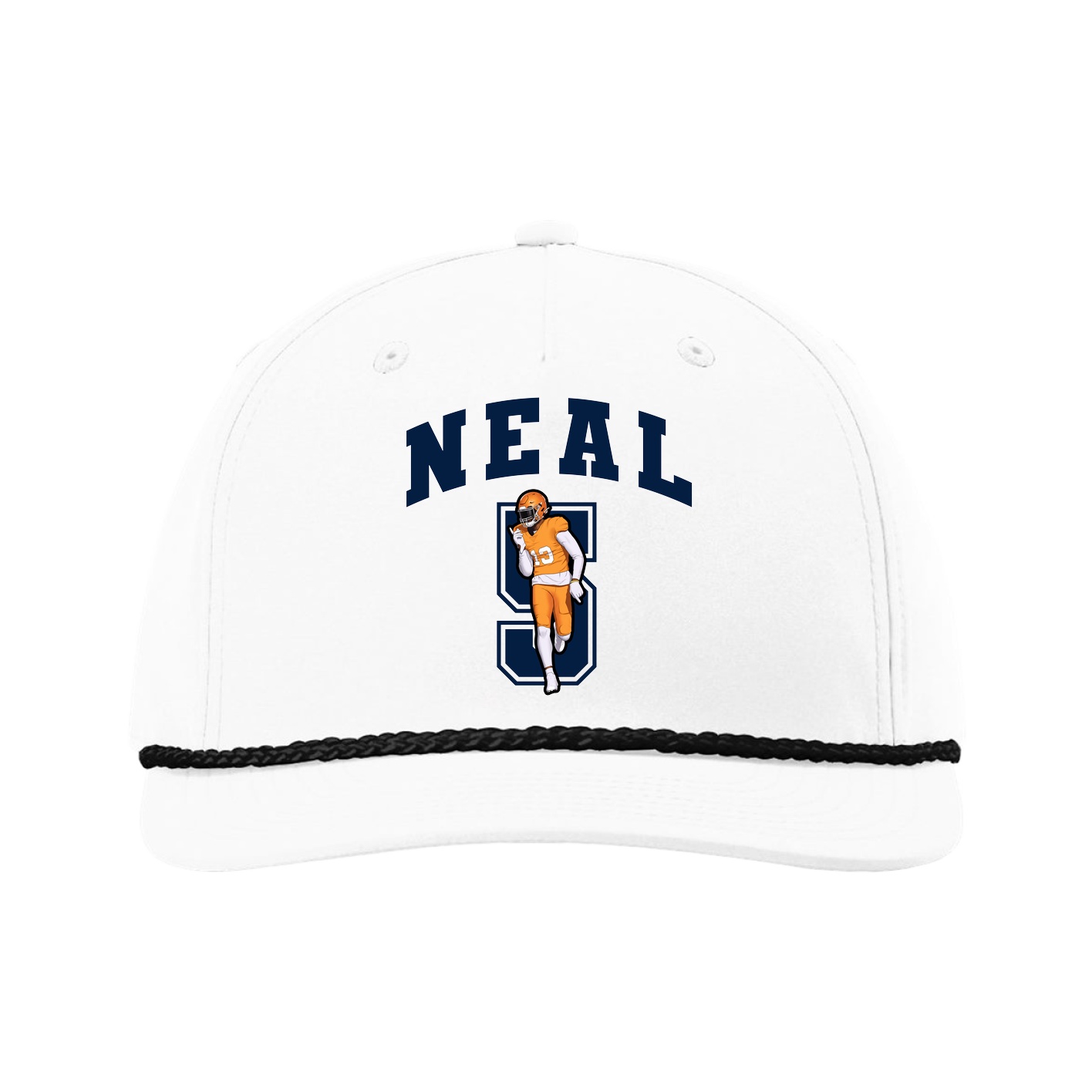 Five-Panel Classic Rope Cap — Number in White