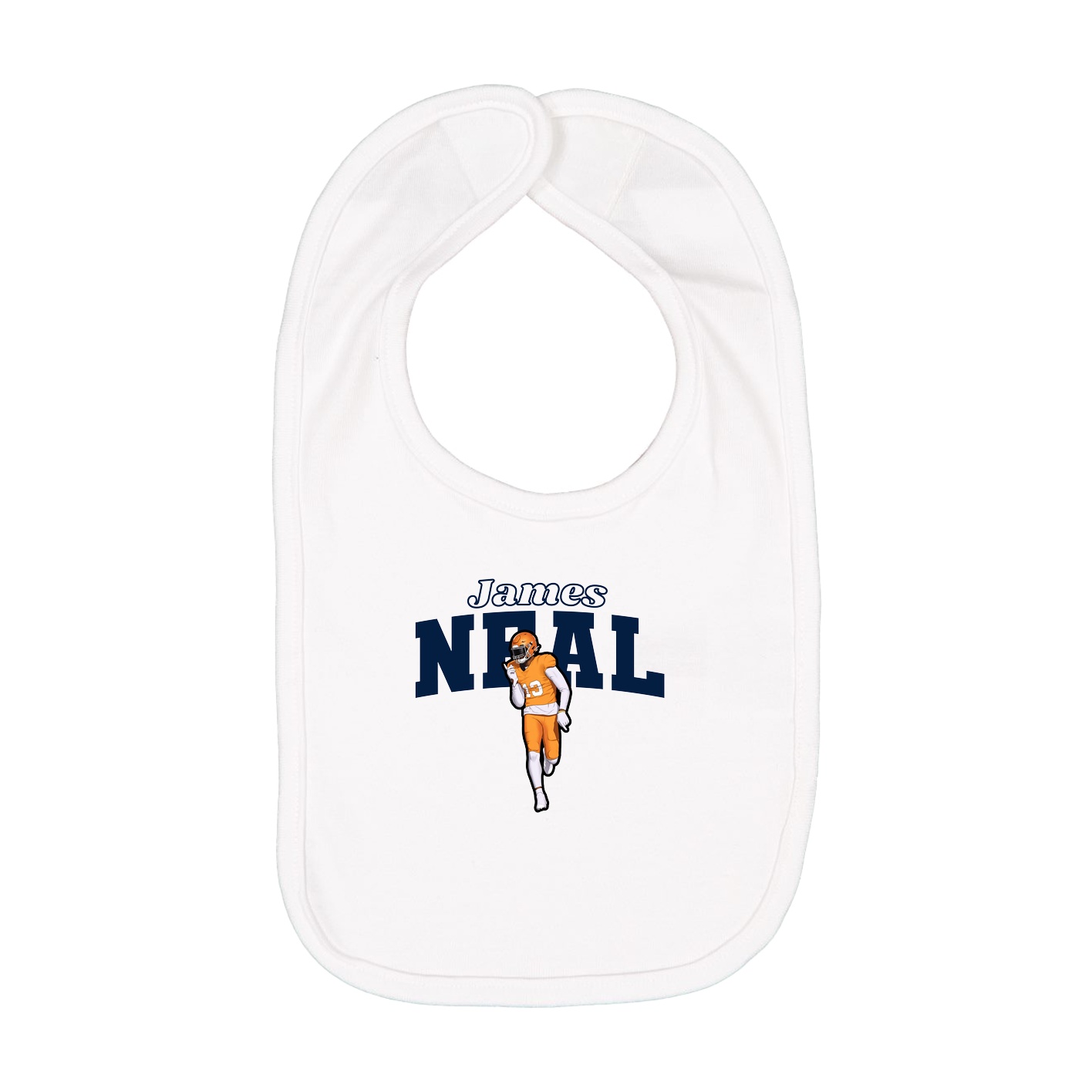 Infant Bib — Name Arch in White