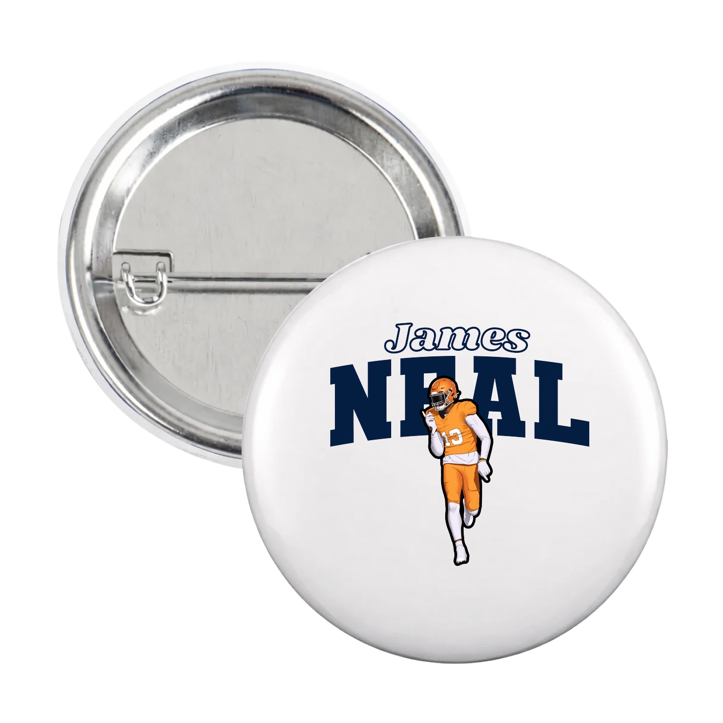 Game Day Button — Name Arch in White