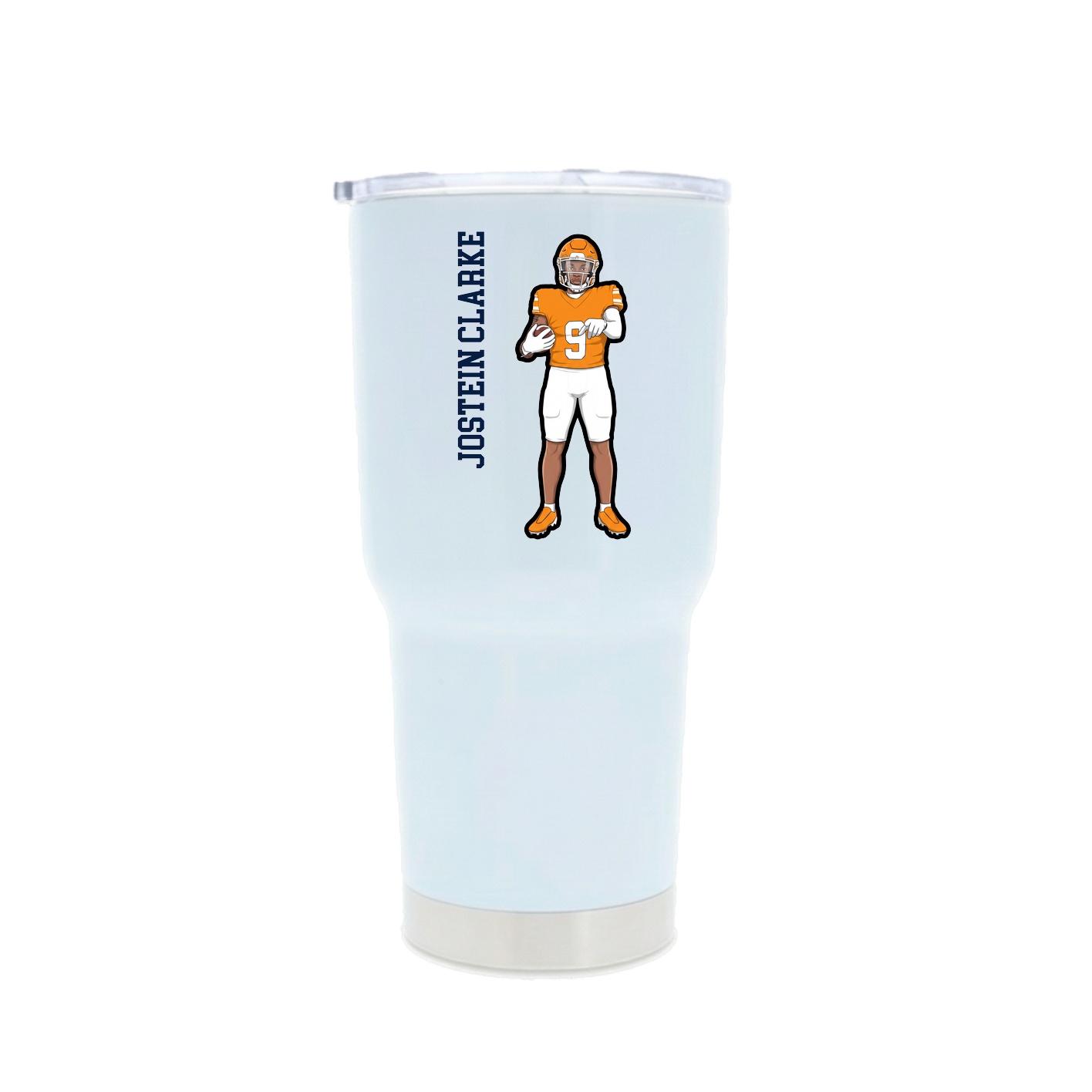 30oz Stainless Steel Tumbler — Name Vertical in White