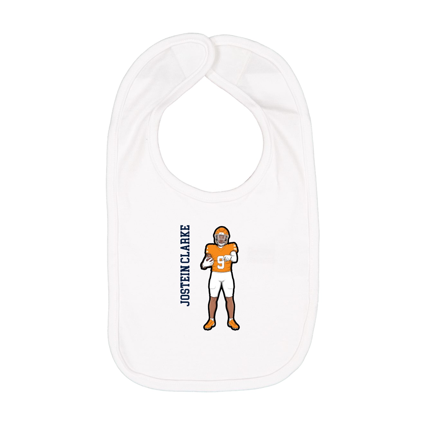 Infant Bib — Name Vertical in White