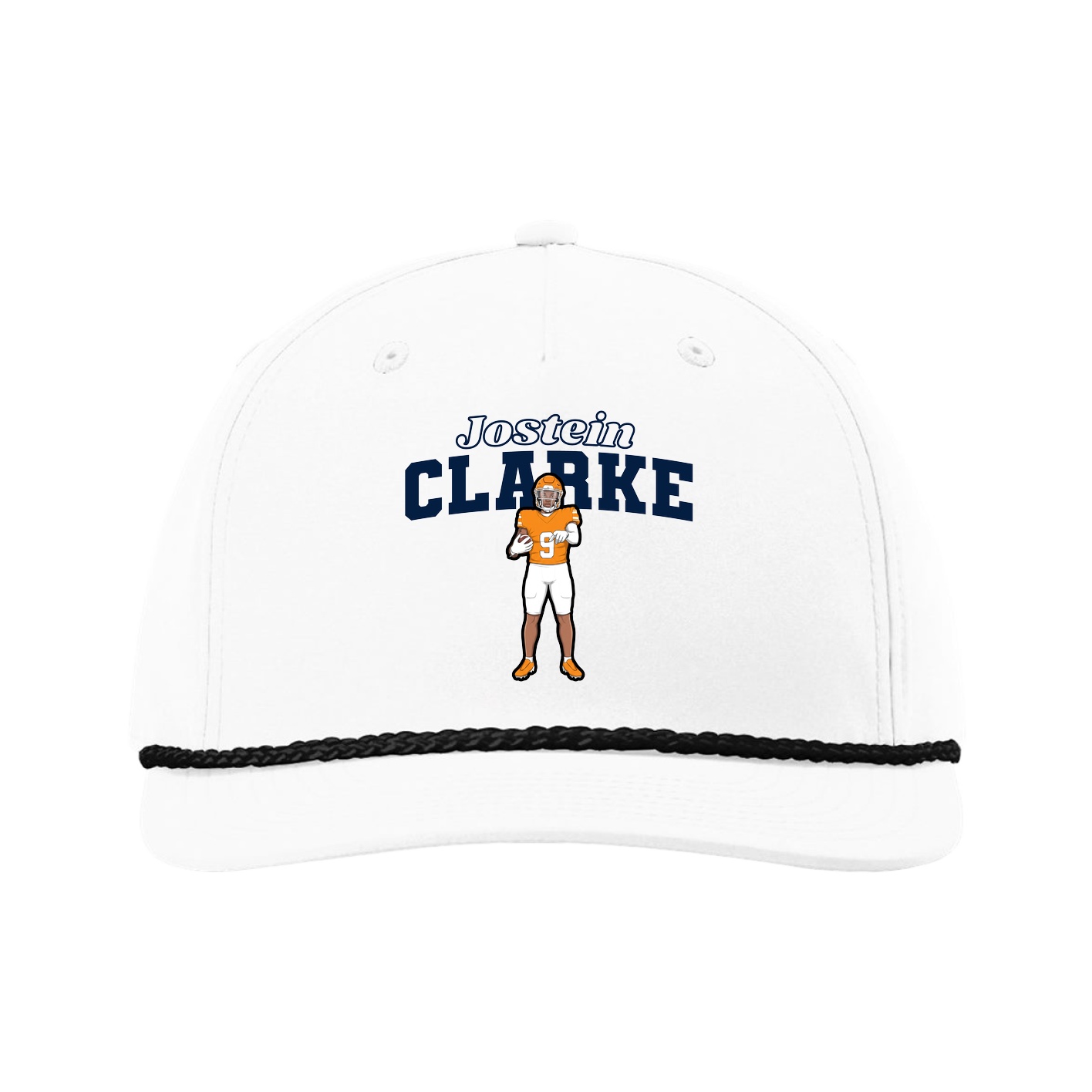 Five-Panel Classic Rope Cap — Name Arch in White