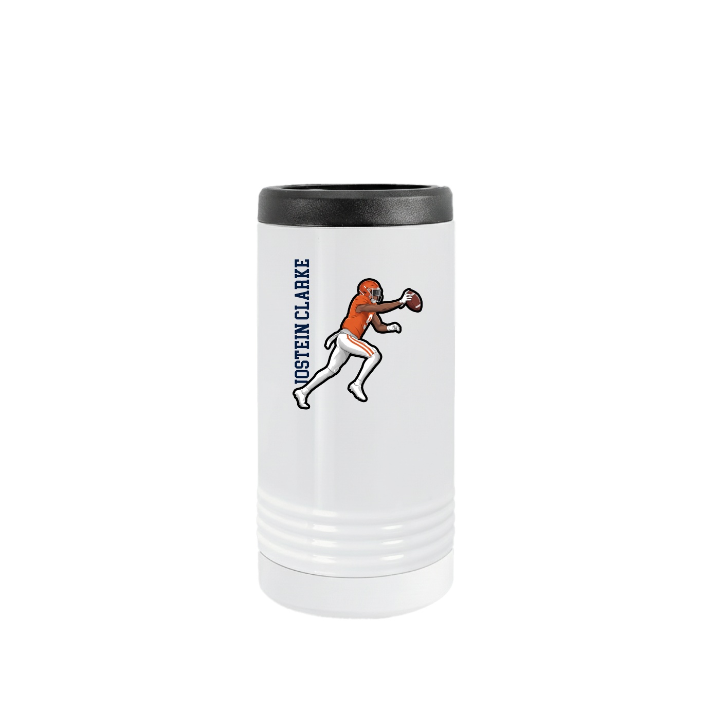 Slim Beverage Holder — Name Vertical in White