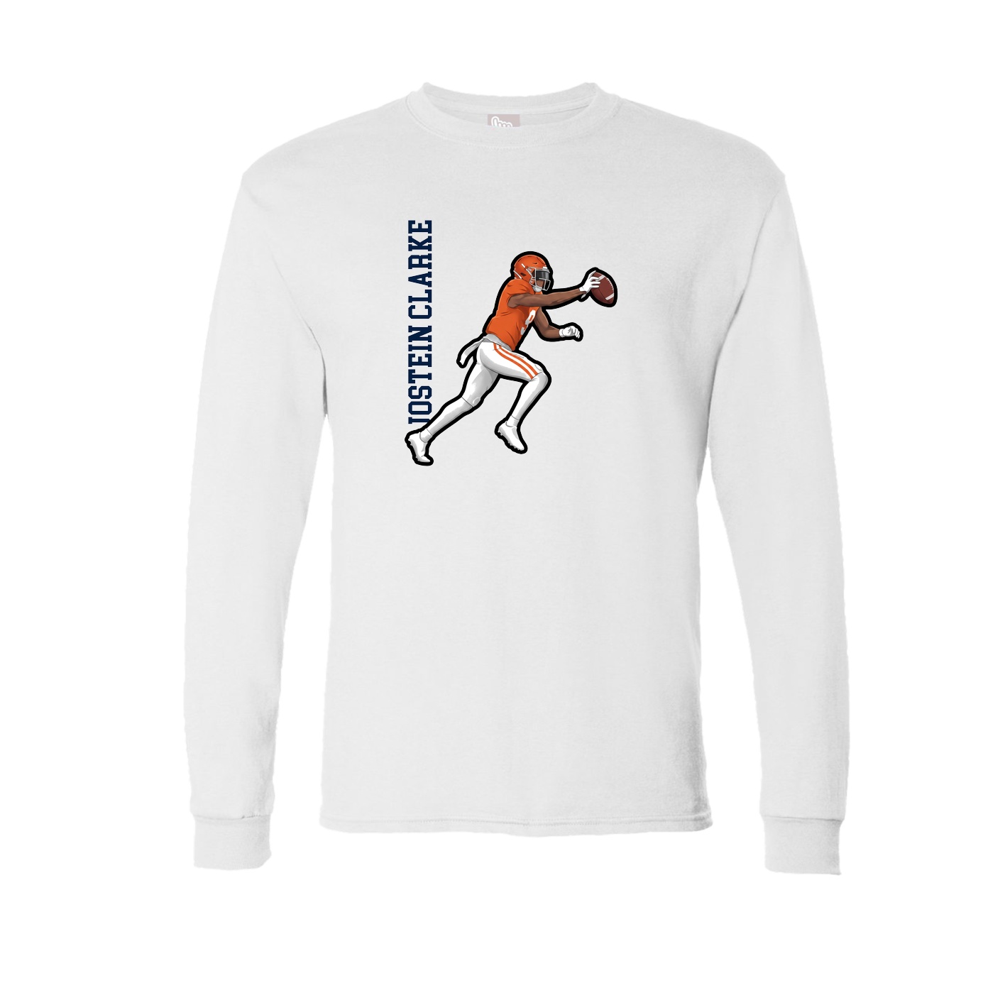 Long Sleeve Tee — Name Vertical in White