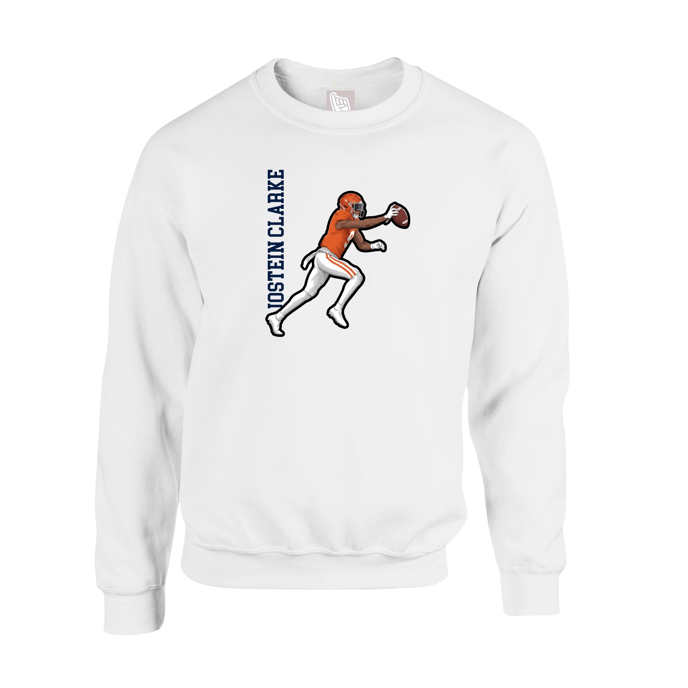 Fleece Crew — Name Vertical in White
