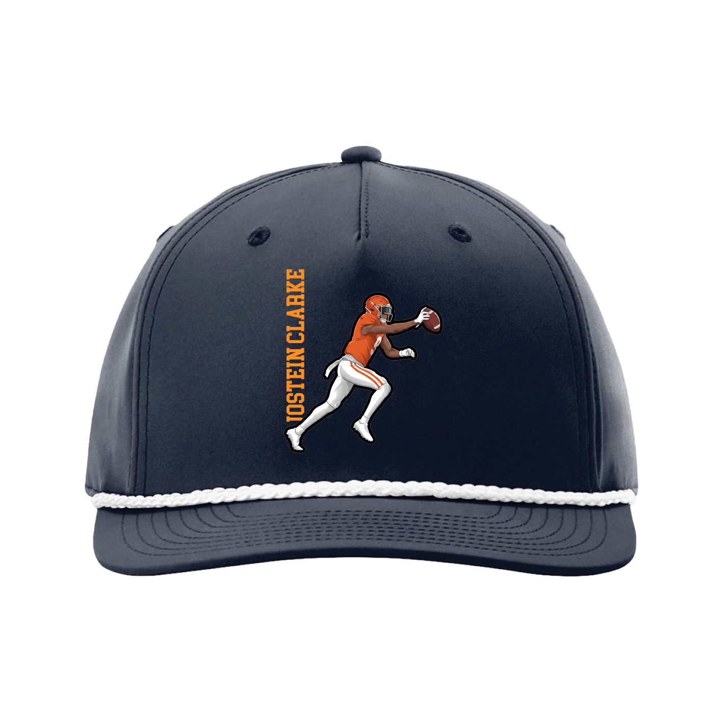 Five-Panel Classic Rope Cap — Name Vertical in Navy
