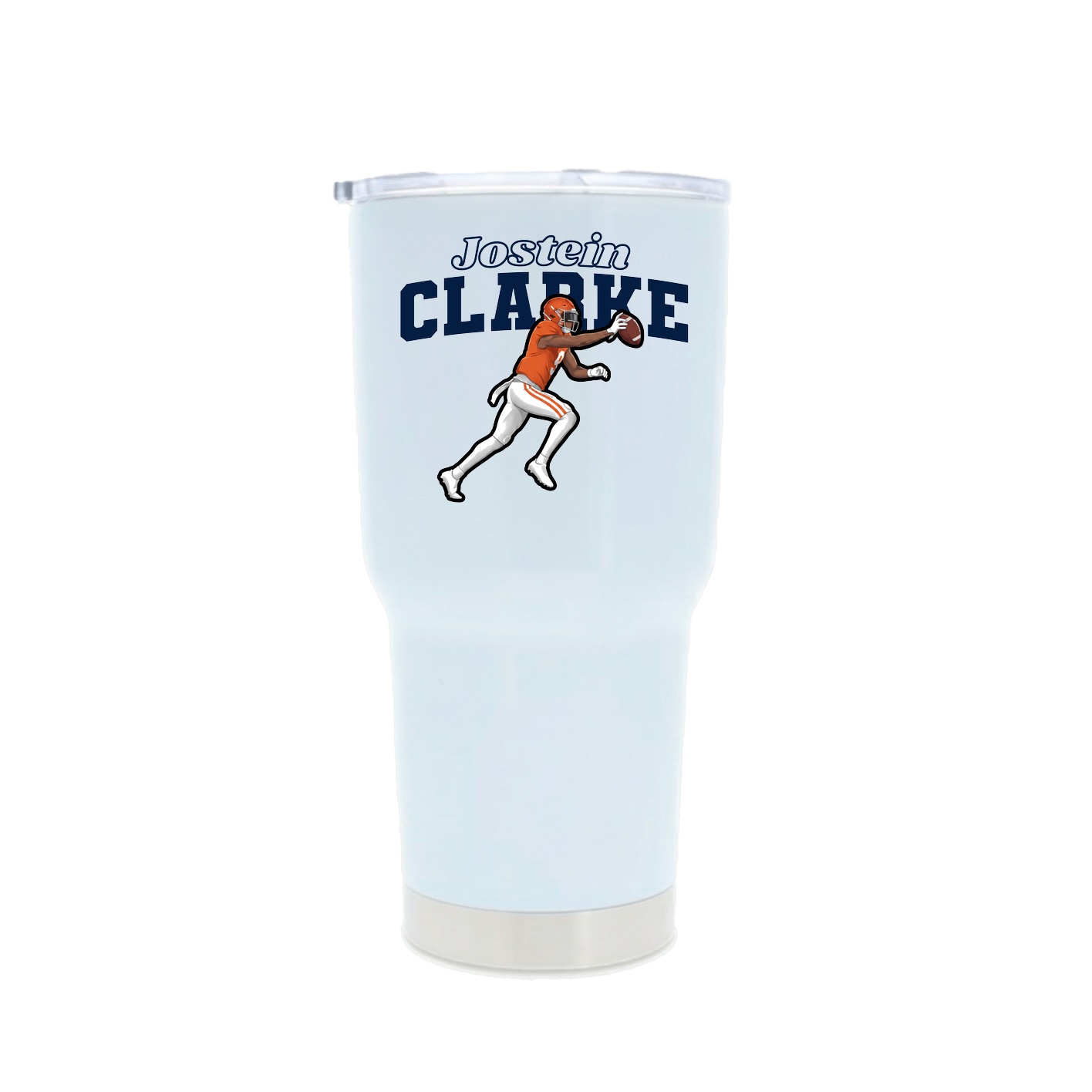 30oz Stainless Steel Tumbler — Name Arch in White