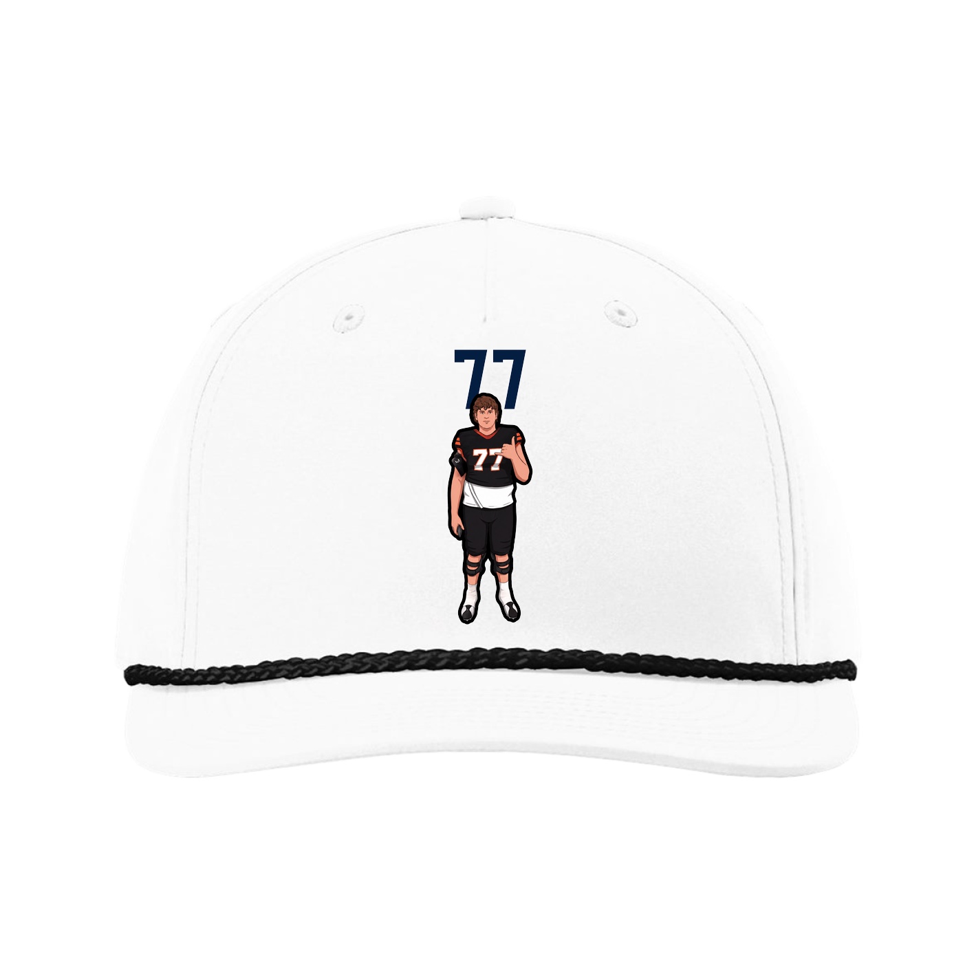 Five-Panel Classic Rope Cap — Number Top in White