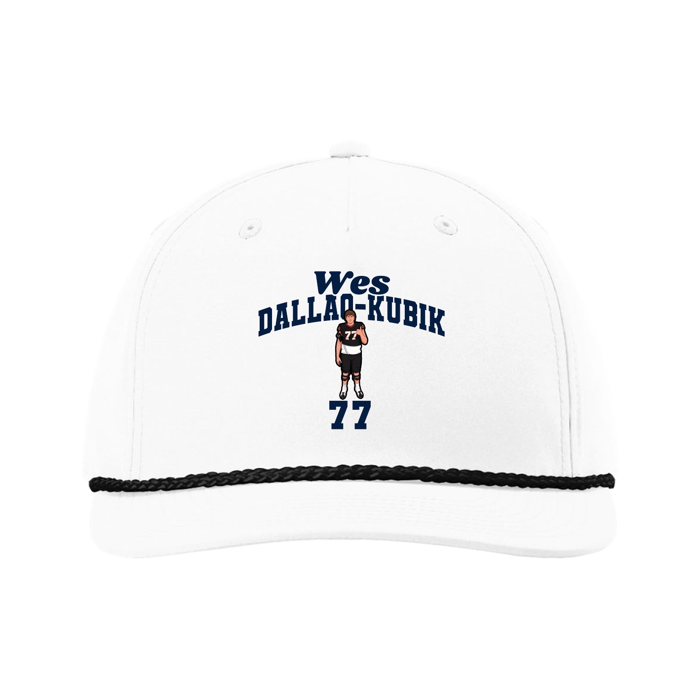 Five-Panel Classic Rope Cap — Signature Arch in White