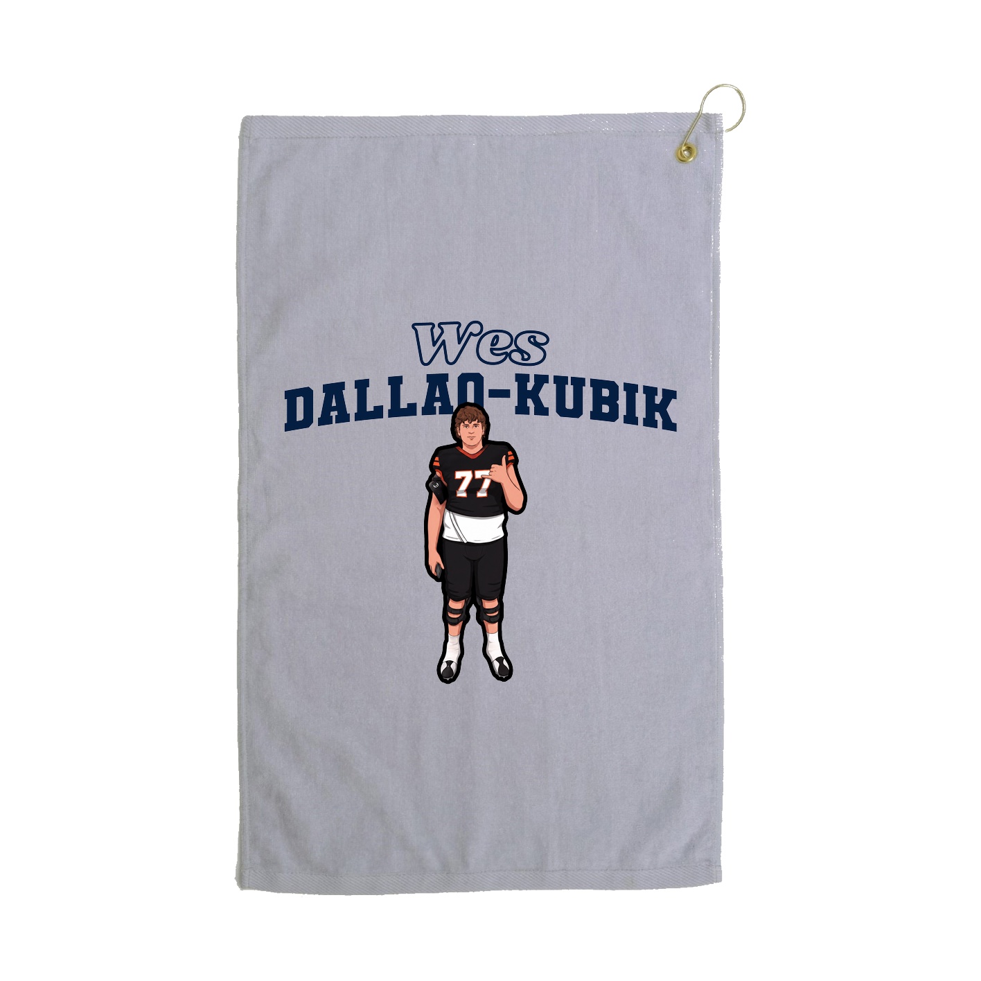 Golf Towel — Name Arch in Grey