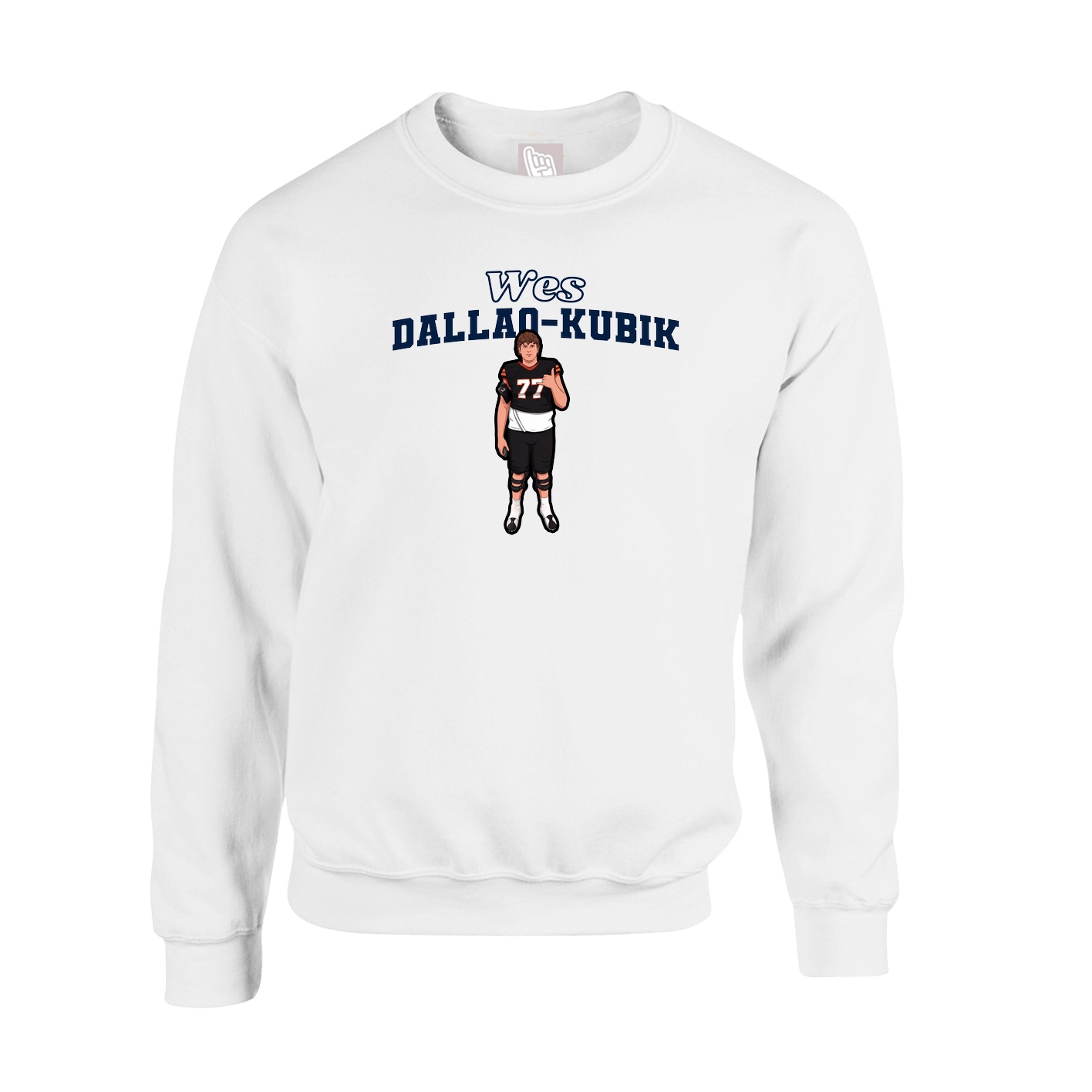 Fleece Crew — Name Arch in White