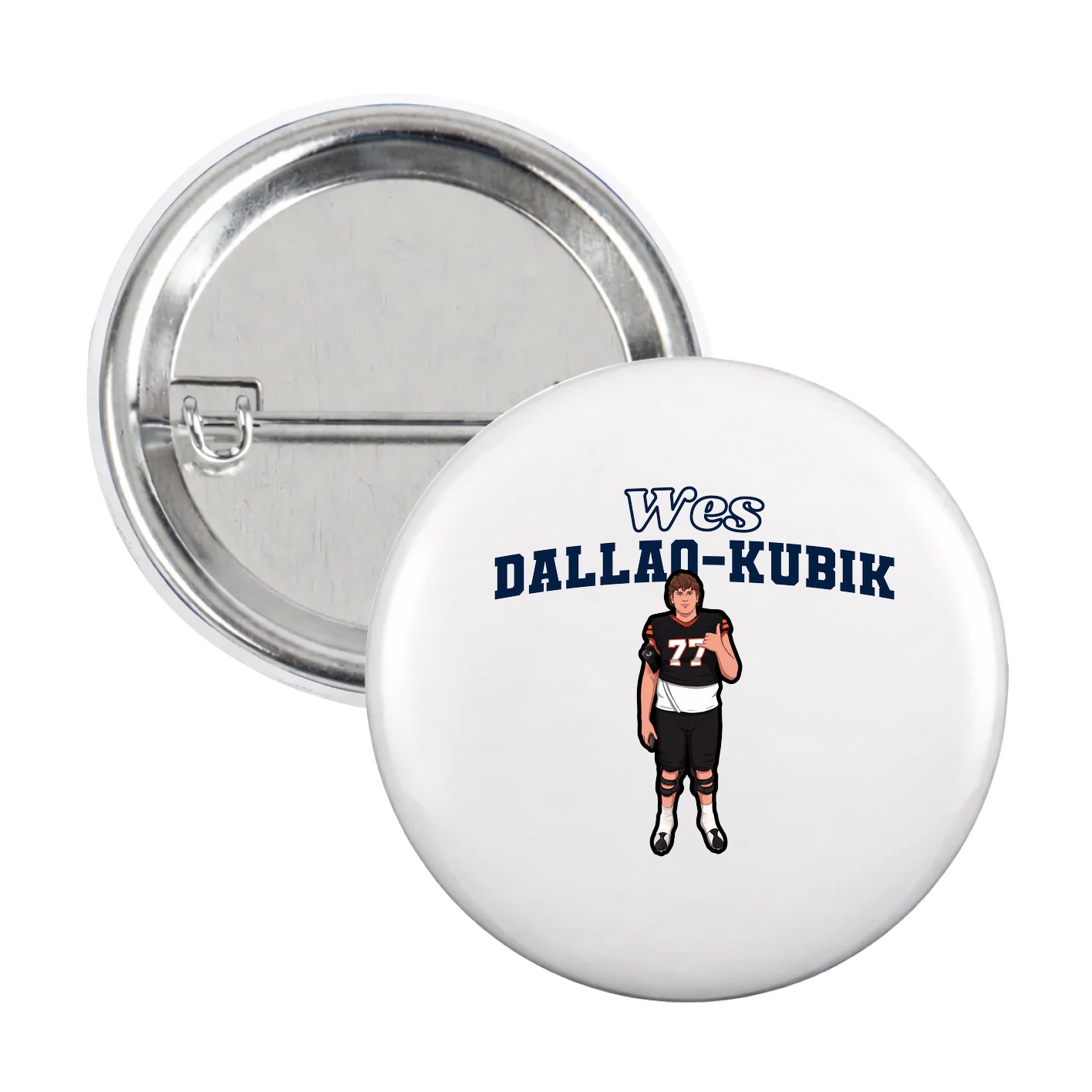Game Day Button — Name Arch in White