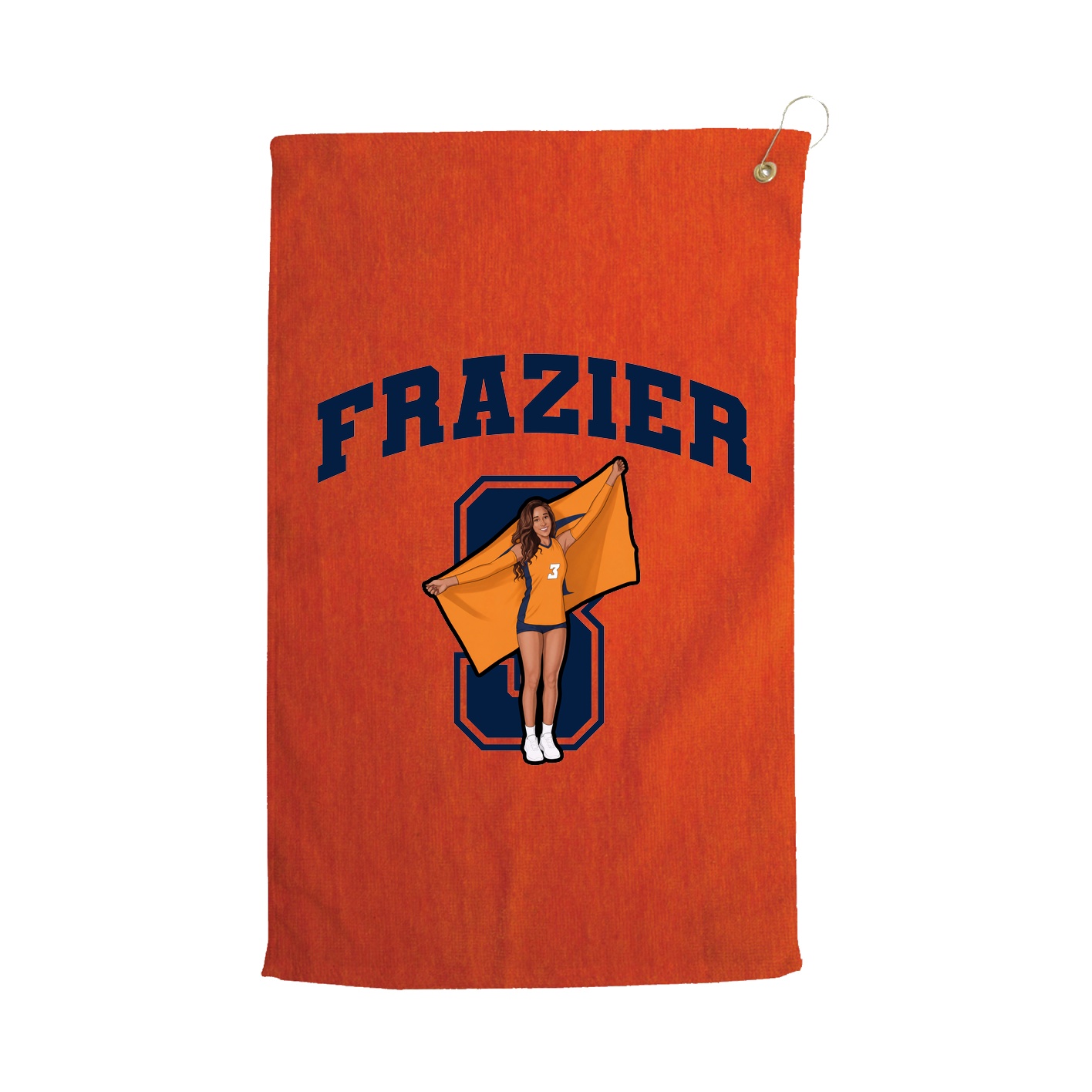 Golf Towel — Number in Orange